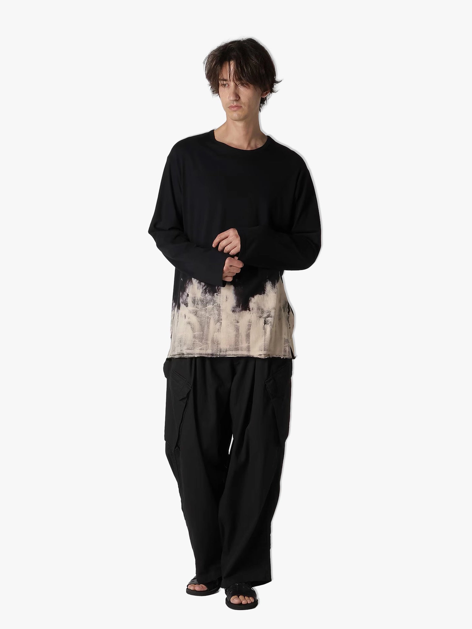 30/- Discharged Combed LS Top - Black