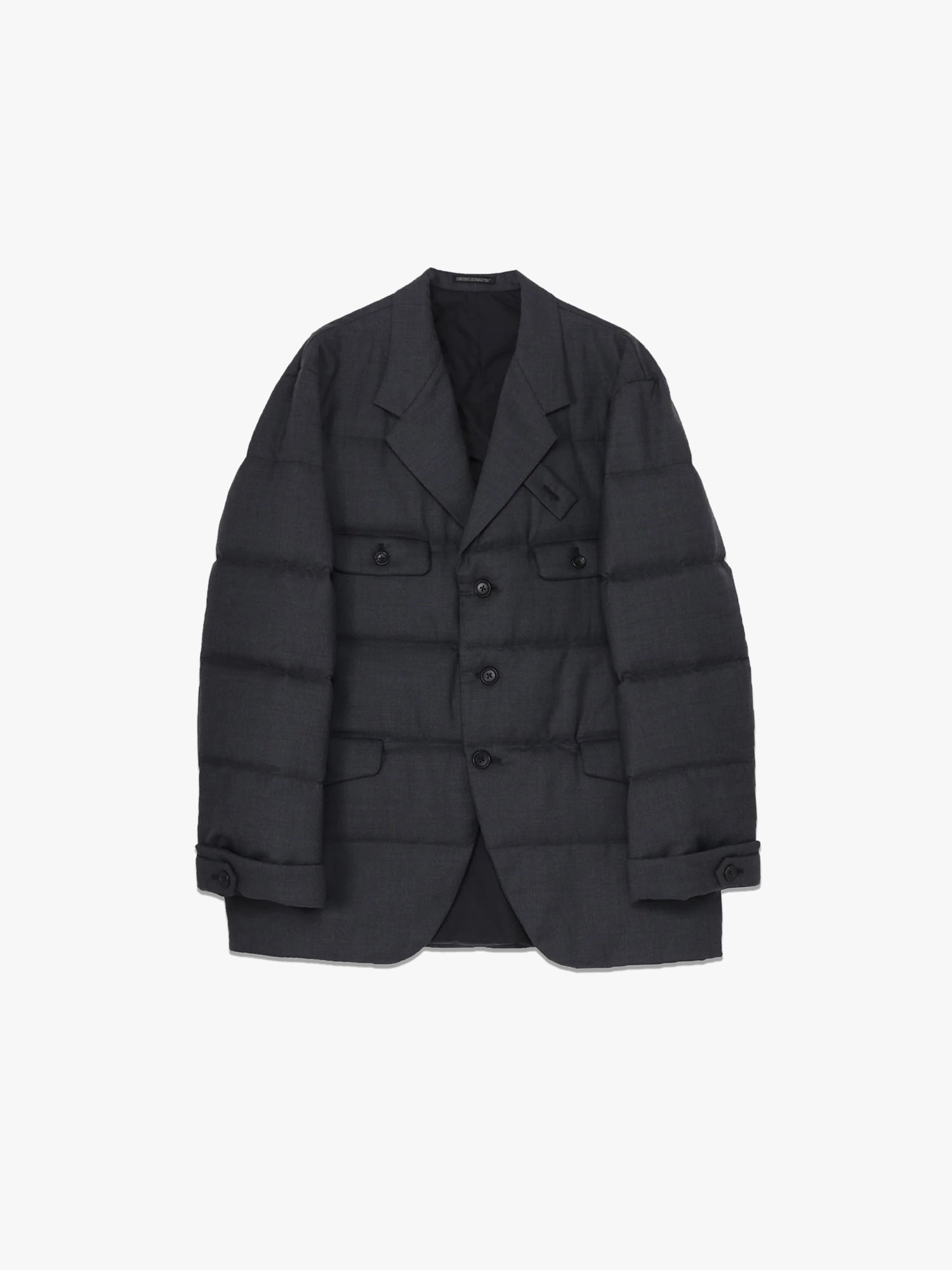 3 Button Horizontal Padded Jacket - Black