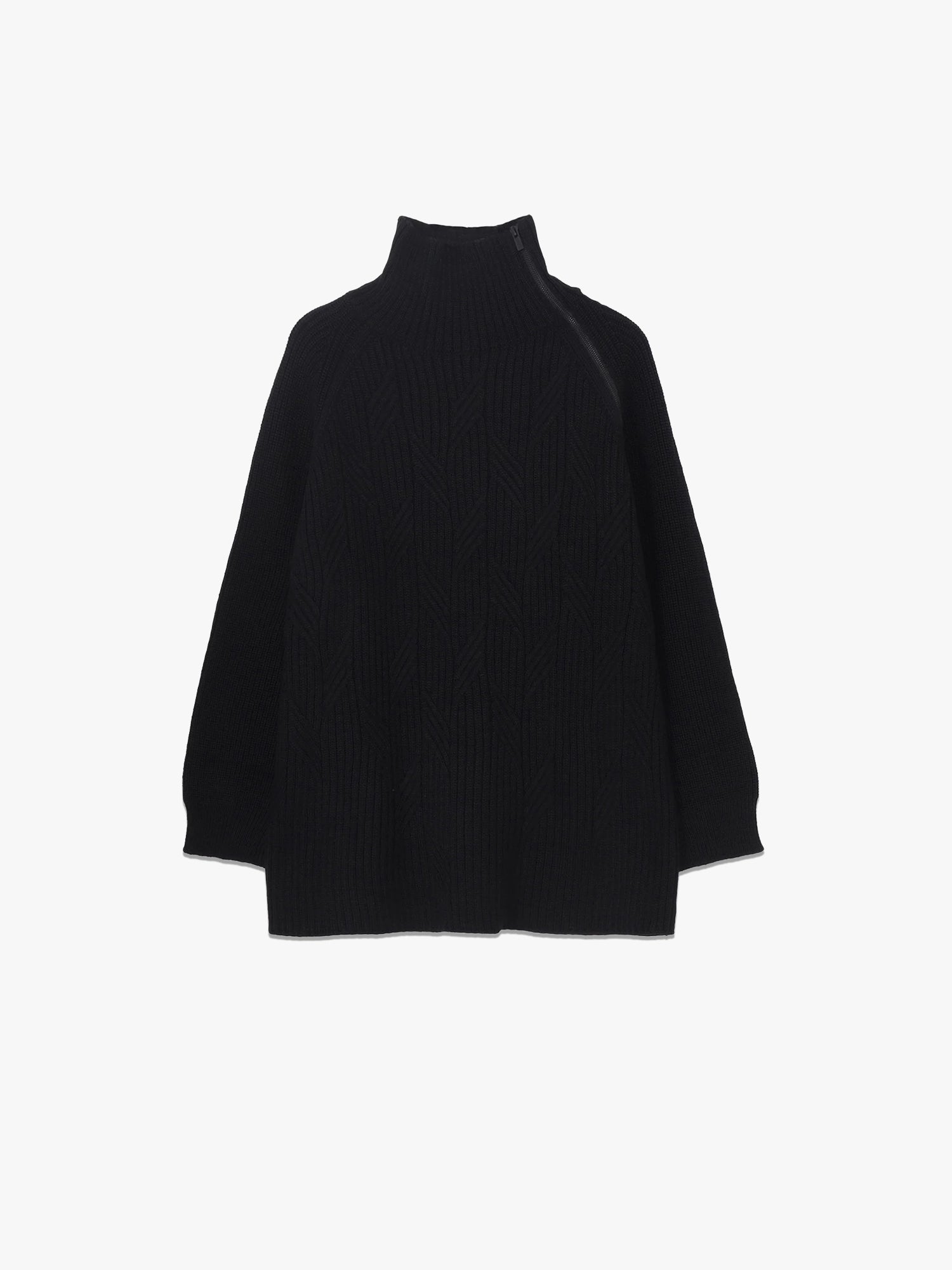 5G1P Cable Cardigan High Neck - Black