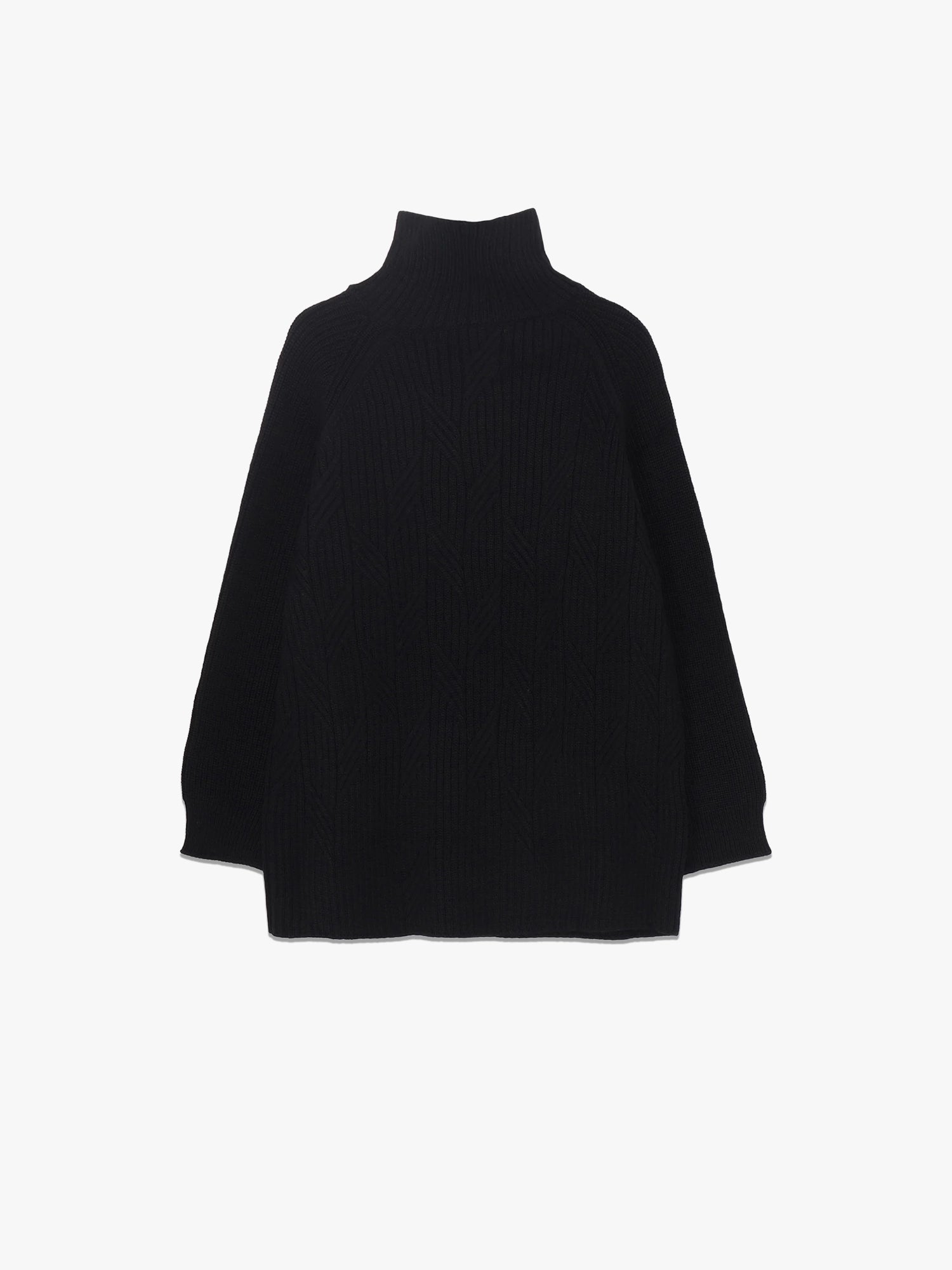 5G1P Cable Cardigan High Neck - Black
