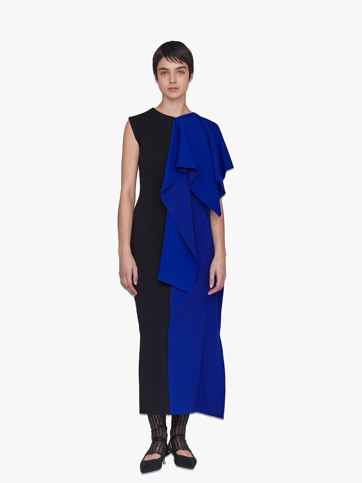 AC Milan Crease Sleeveless Dress - Black/Multi