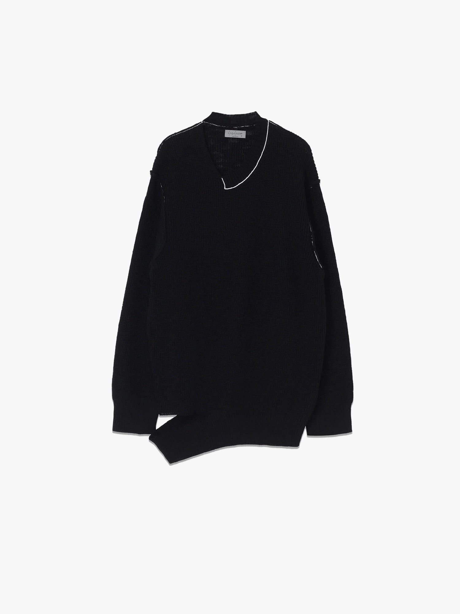 Asymmetric Neckline Pullover - Black
