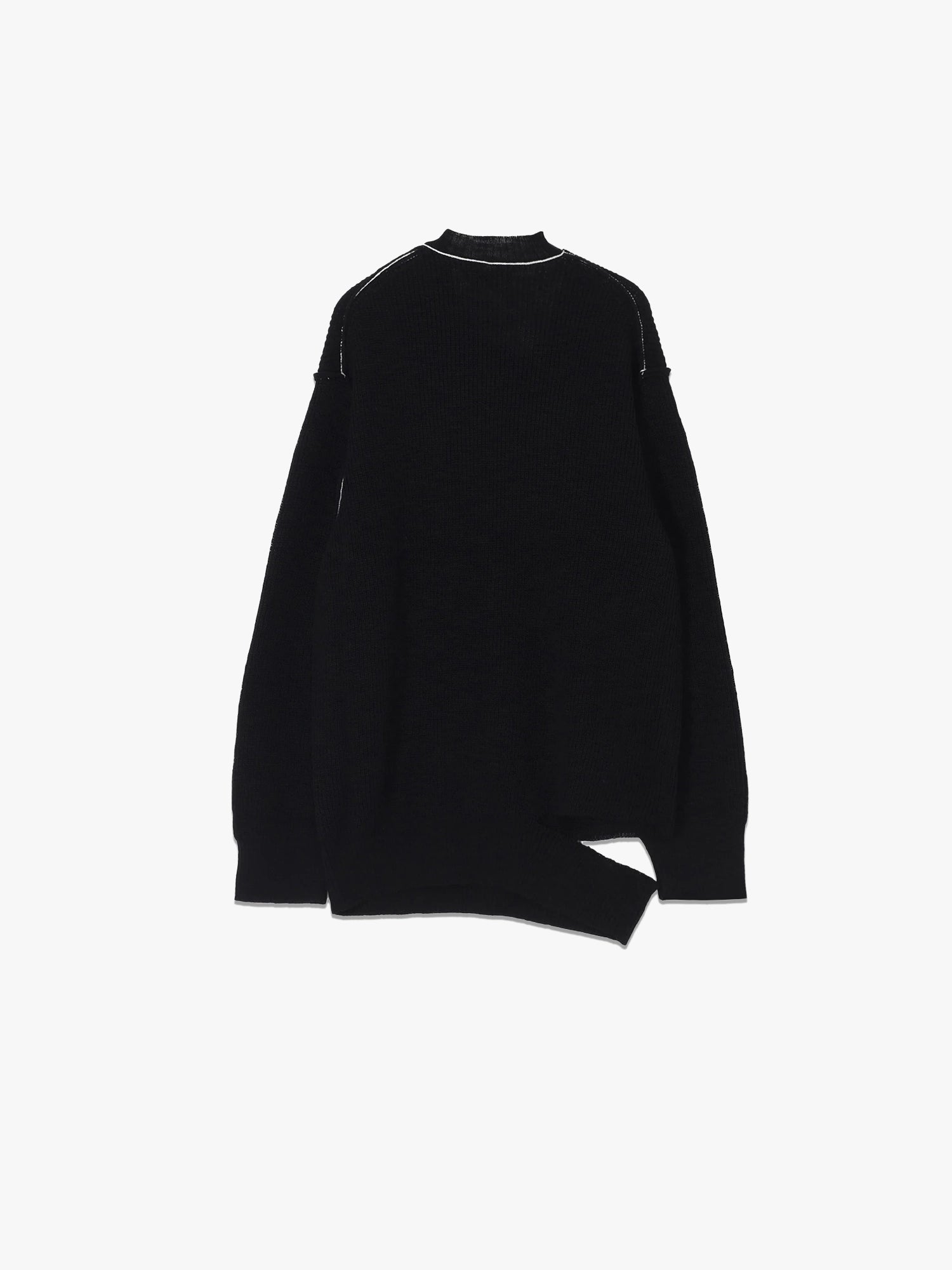 Asymmetric Neckline Pullover - Black