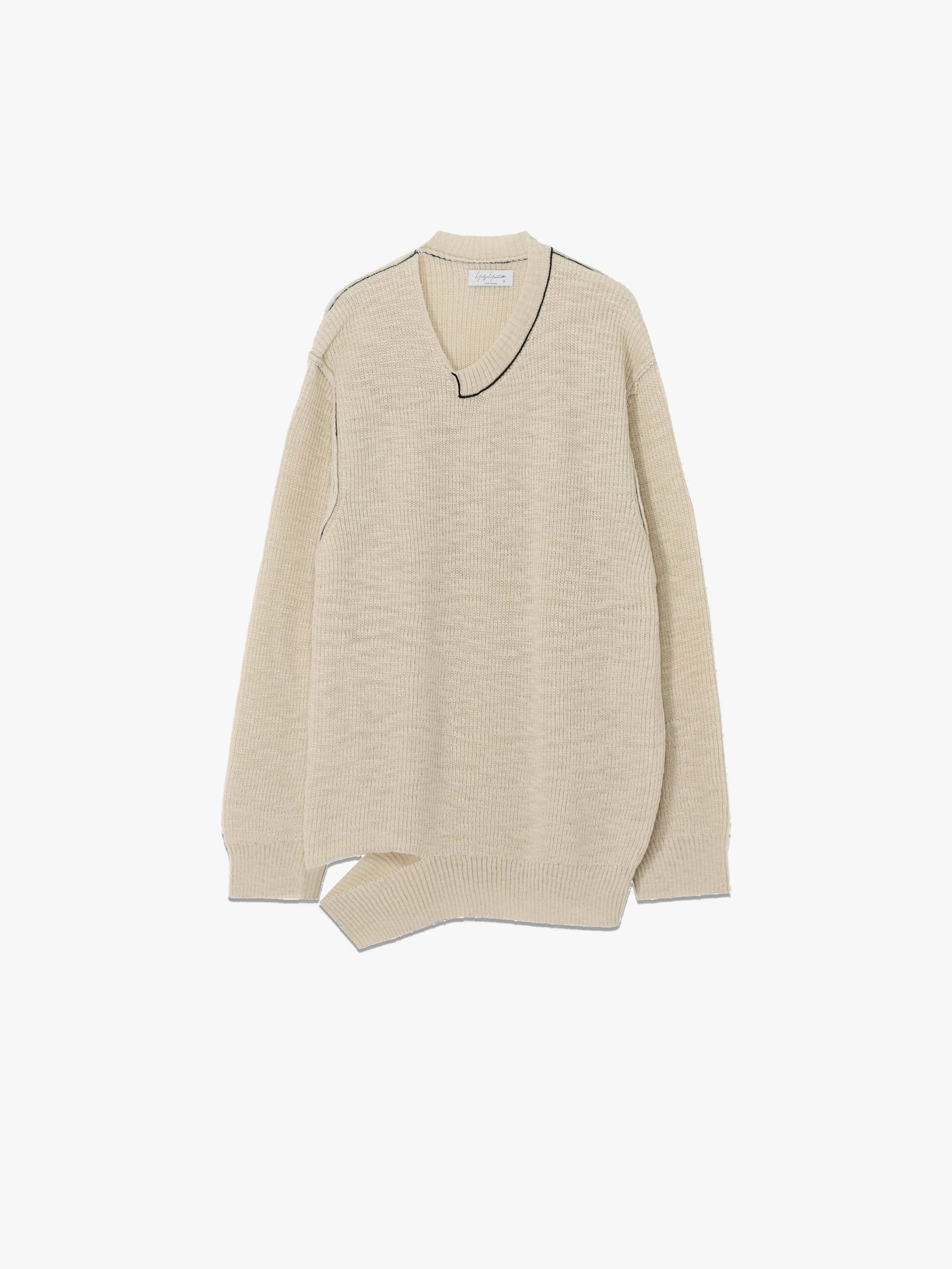 Asymmetric Neckline Pullover - Off-White