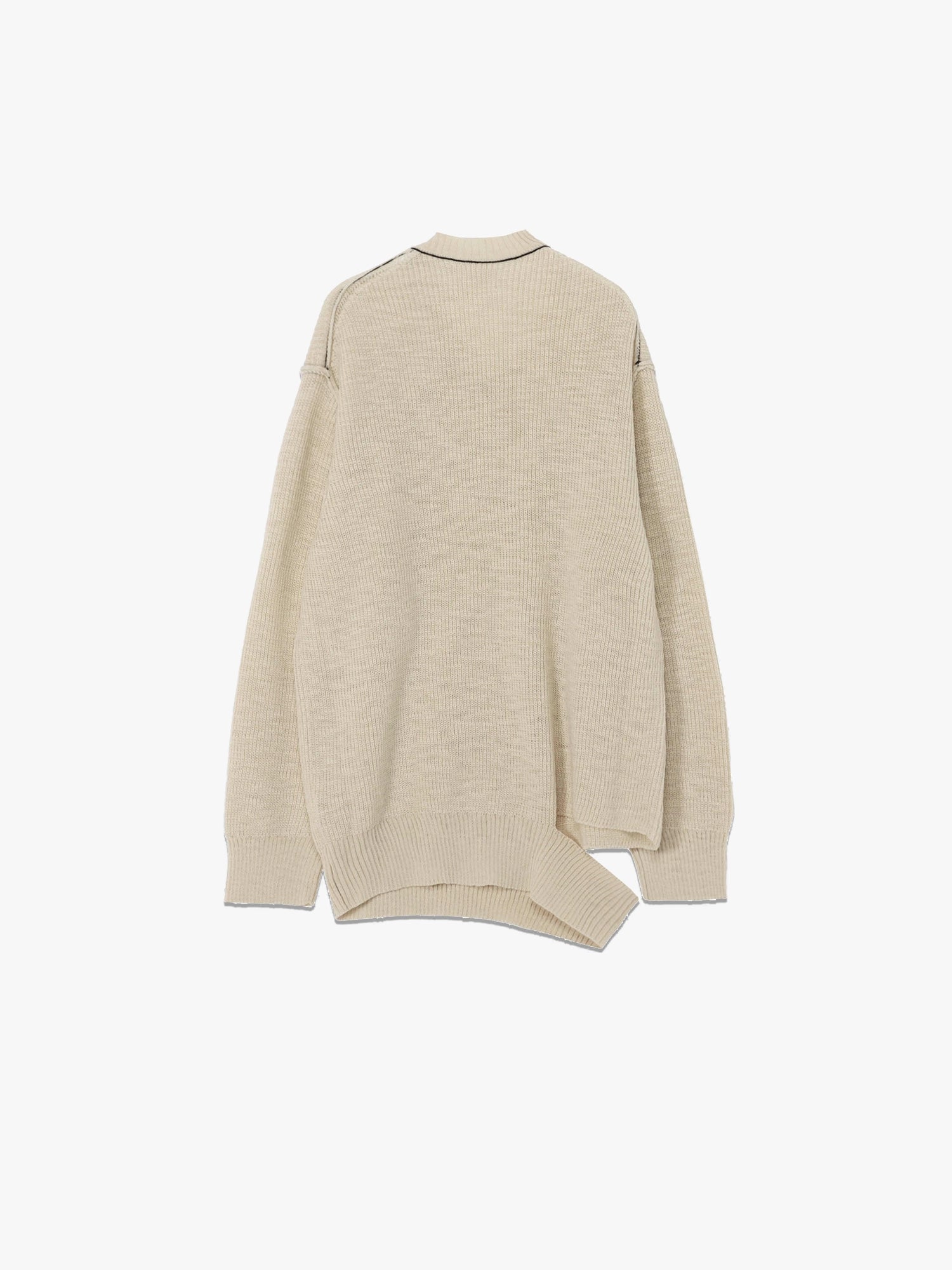 Asymmetric Neckline Pullover - Off-White