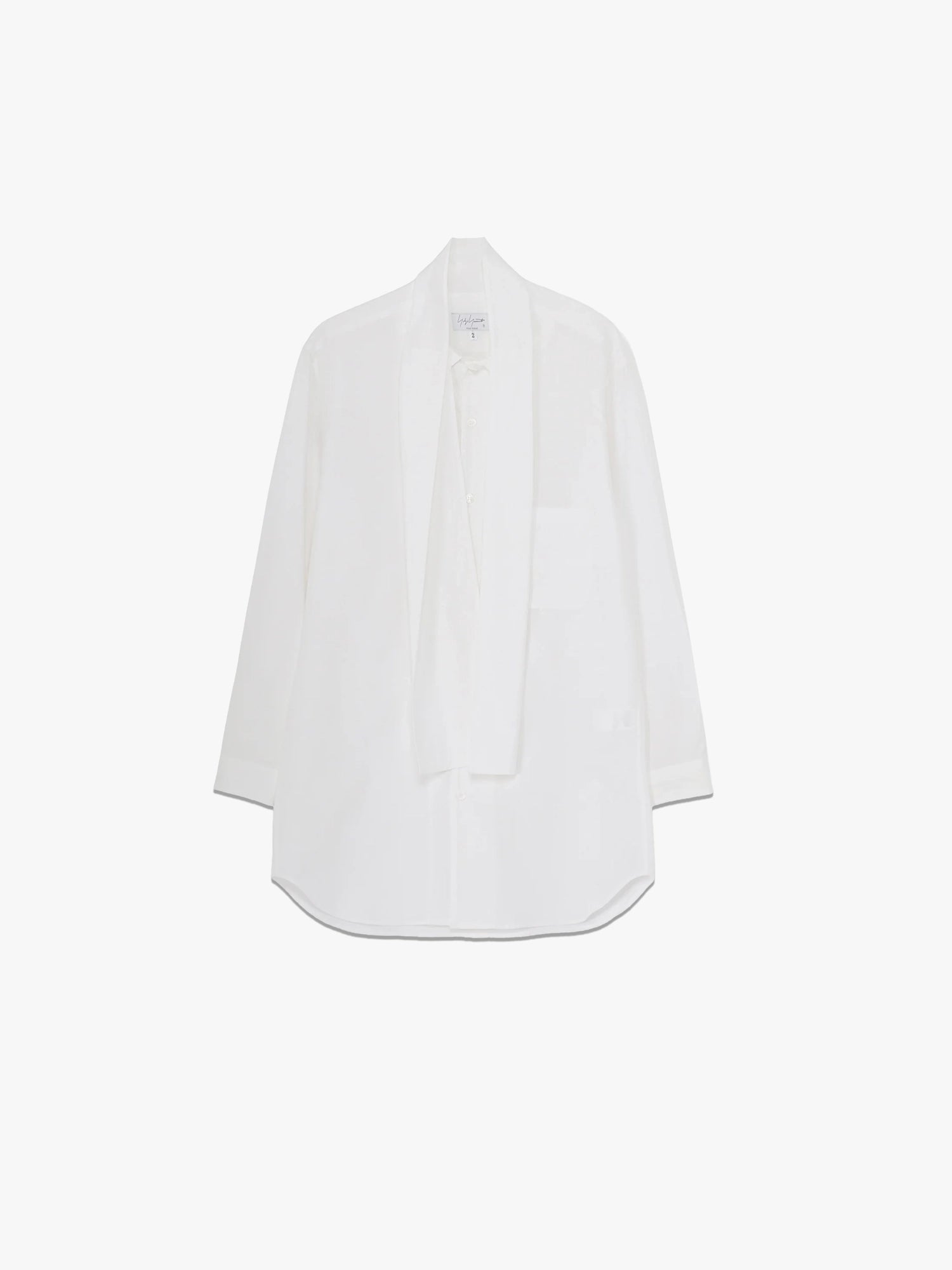 Broad Scarf Collar Blouse - White