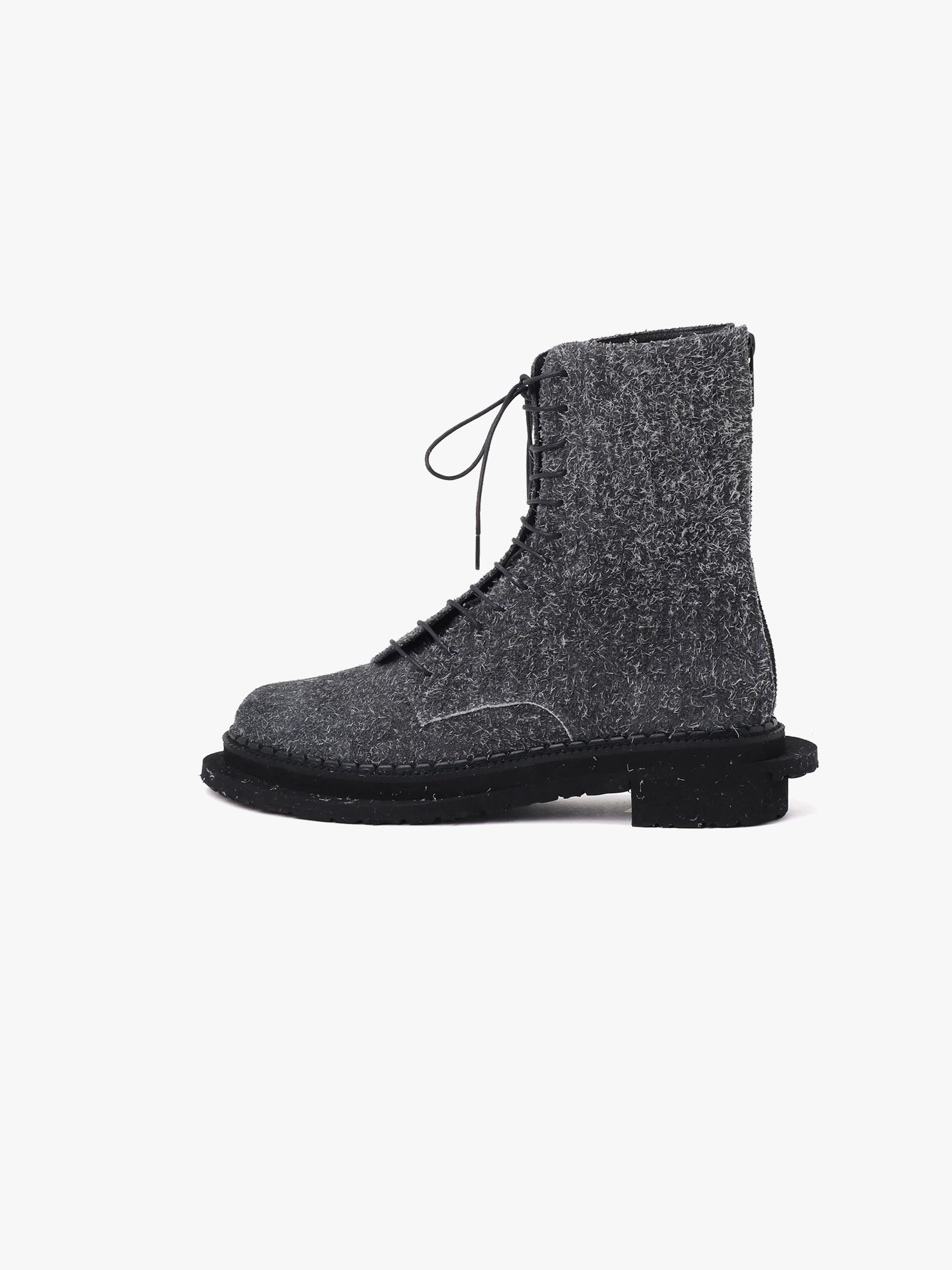 Brushed Suede Twisted Boots - Grey/Black