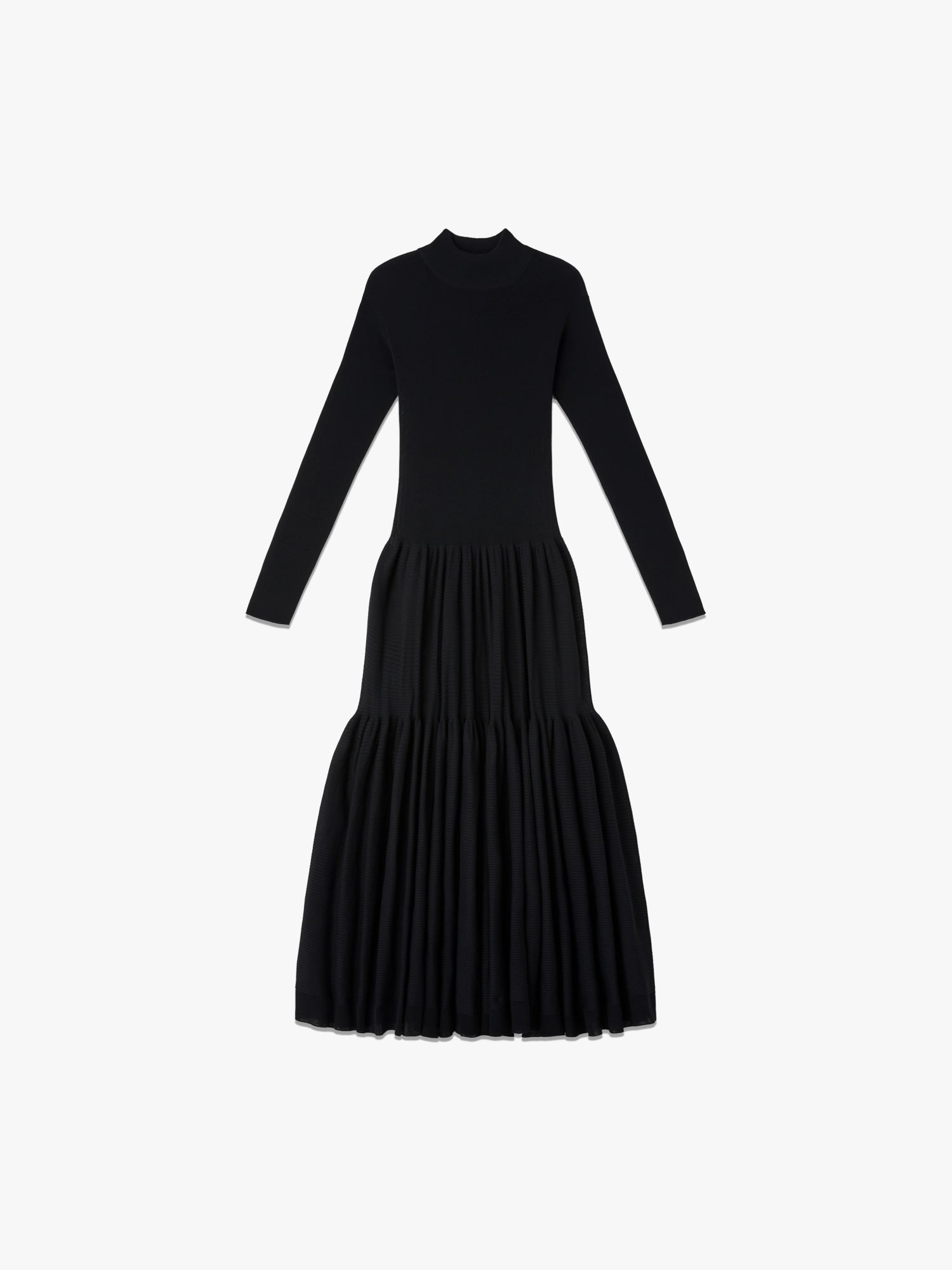 Cascade Mock Neck LS Dress - Black