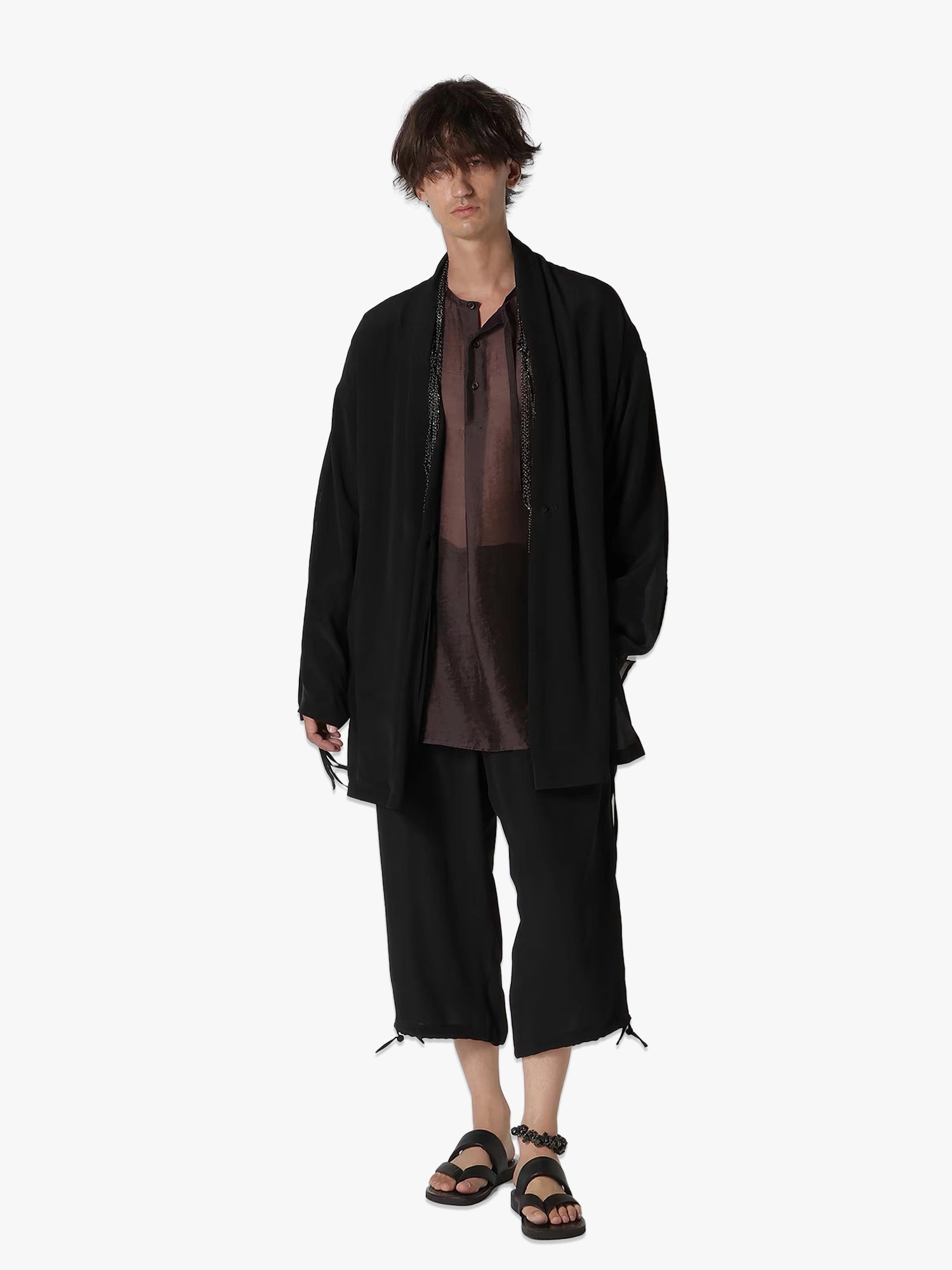 Crepe de Chine China String Pants - Black