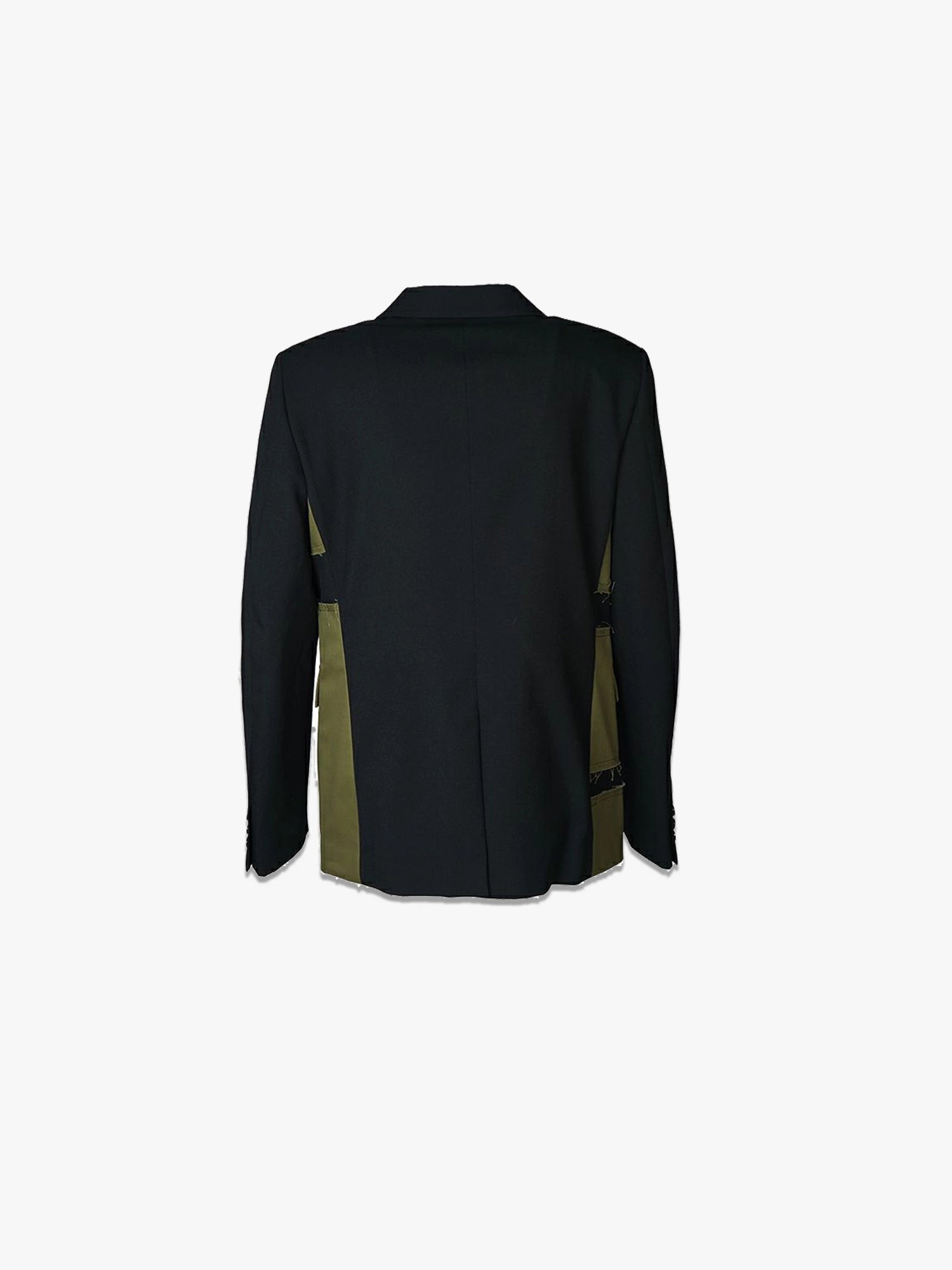 Deconstructed Patchwork Utility Blazer - Black/Khaki