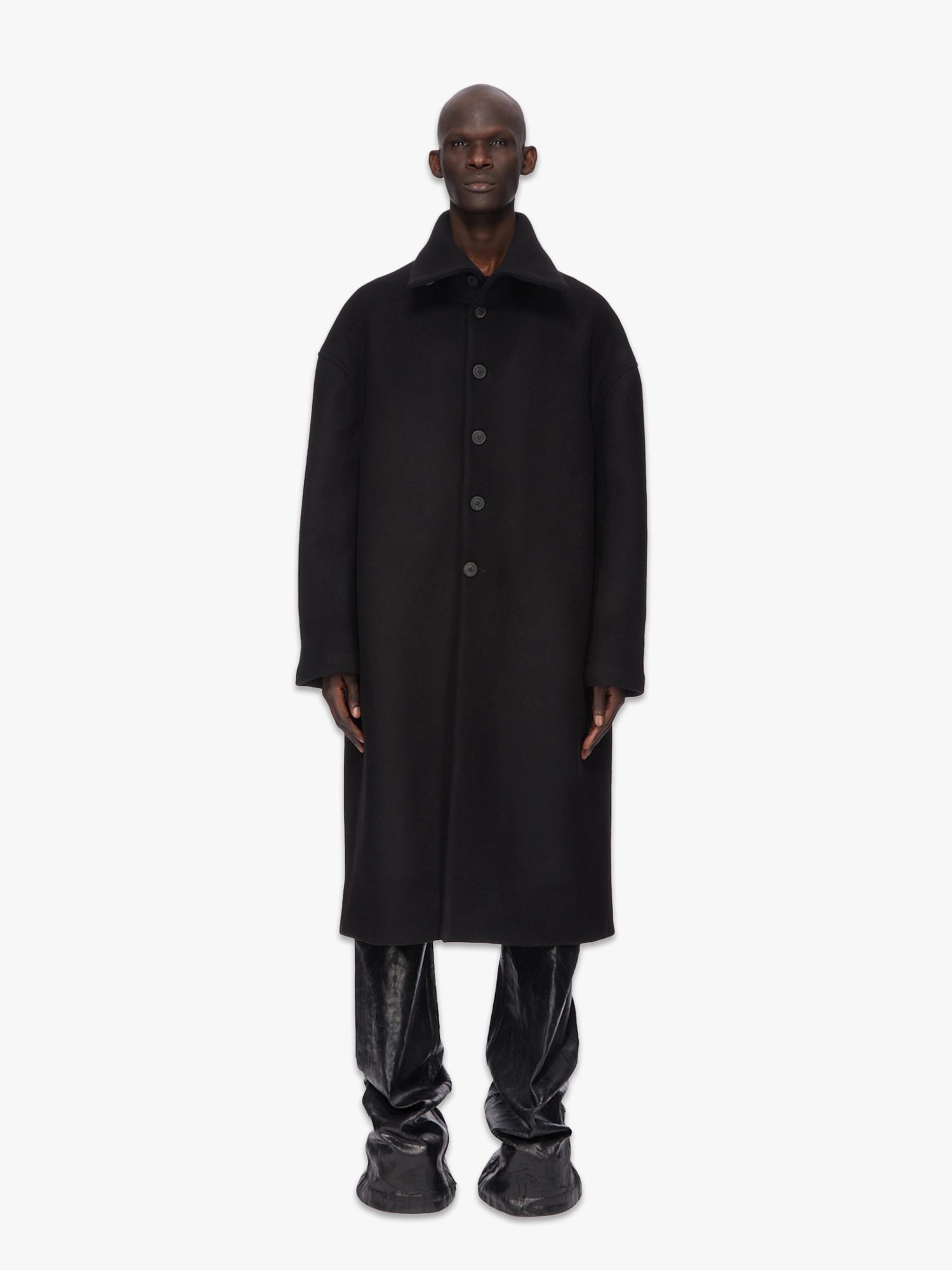 Dracucollar Wool Coat - Black