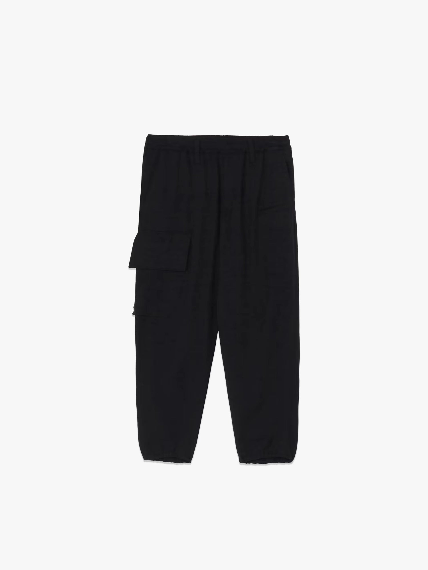 Elasticated Waist Cargo Pants - Black