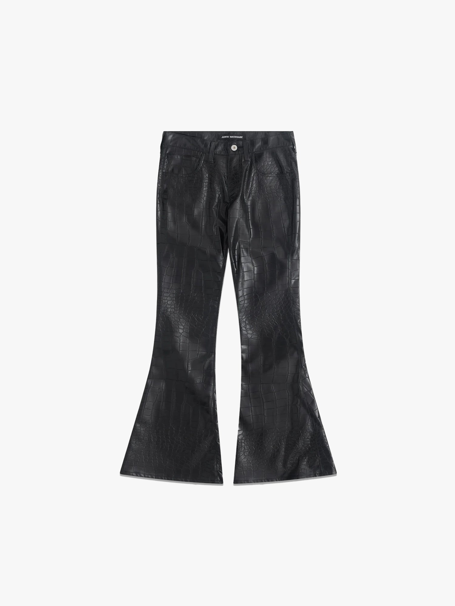 Embossed Flared Trousers - Black