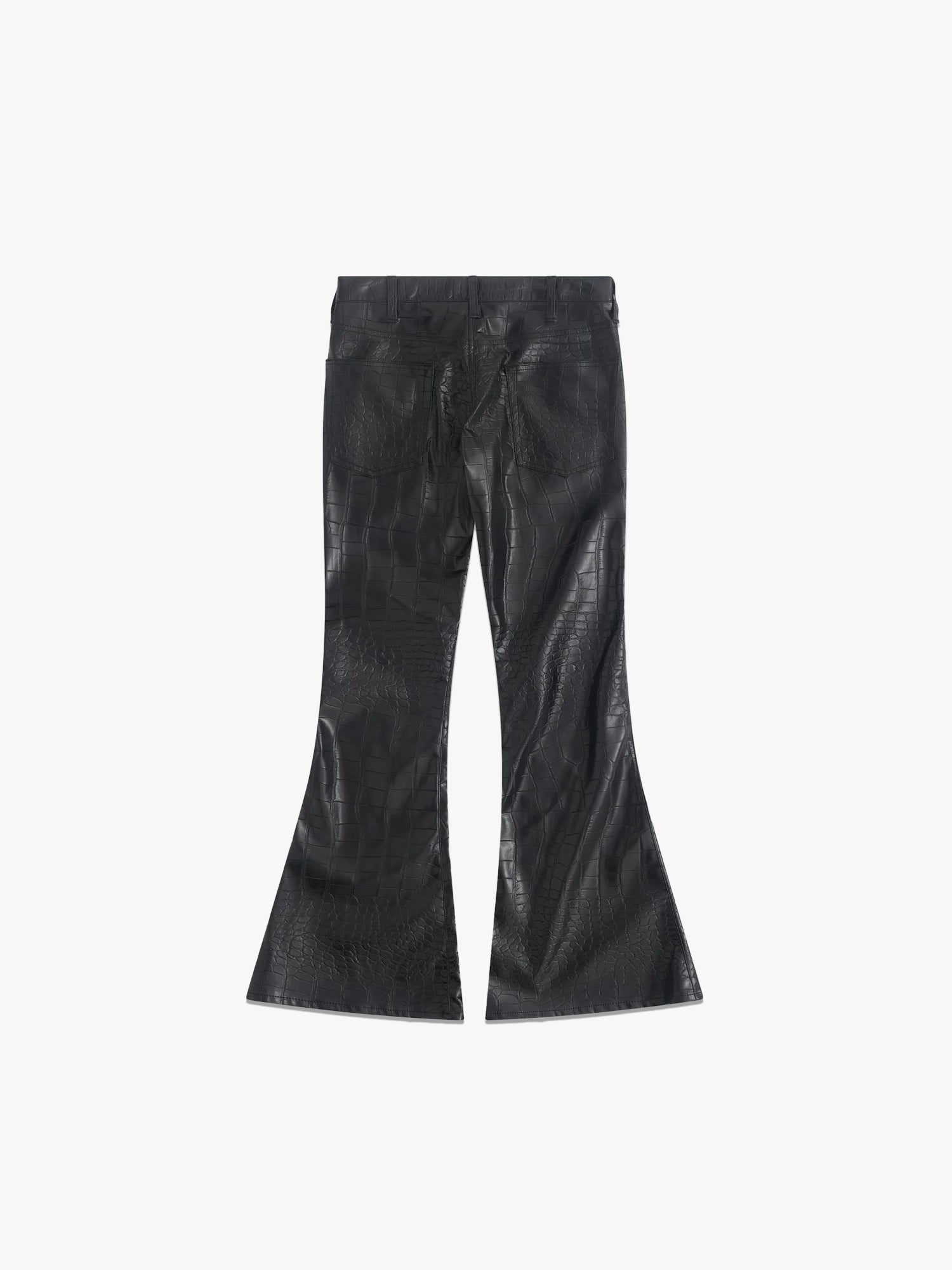 Embossed Flared Trousers - Black
