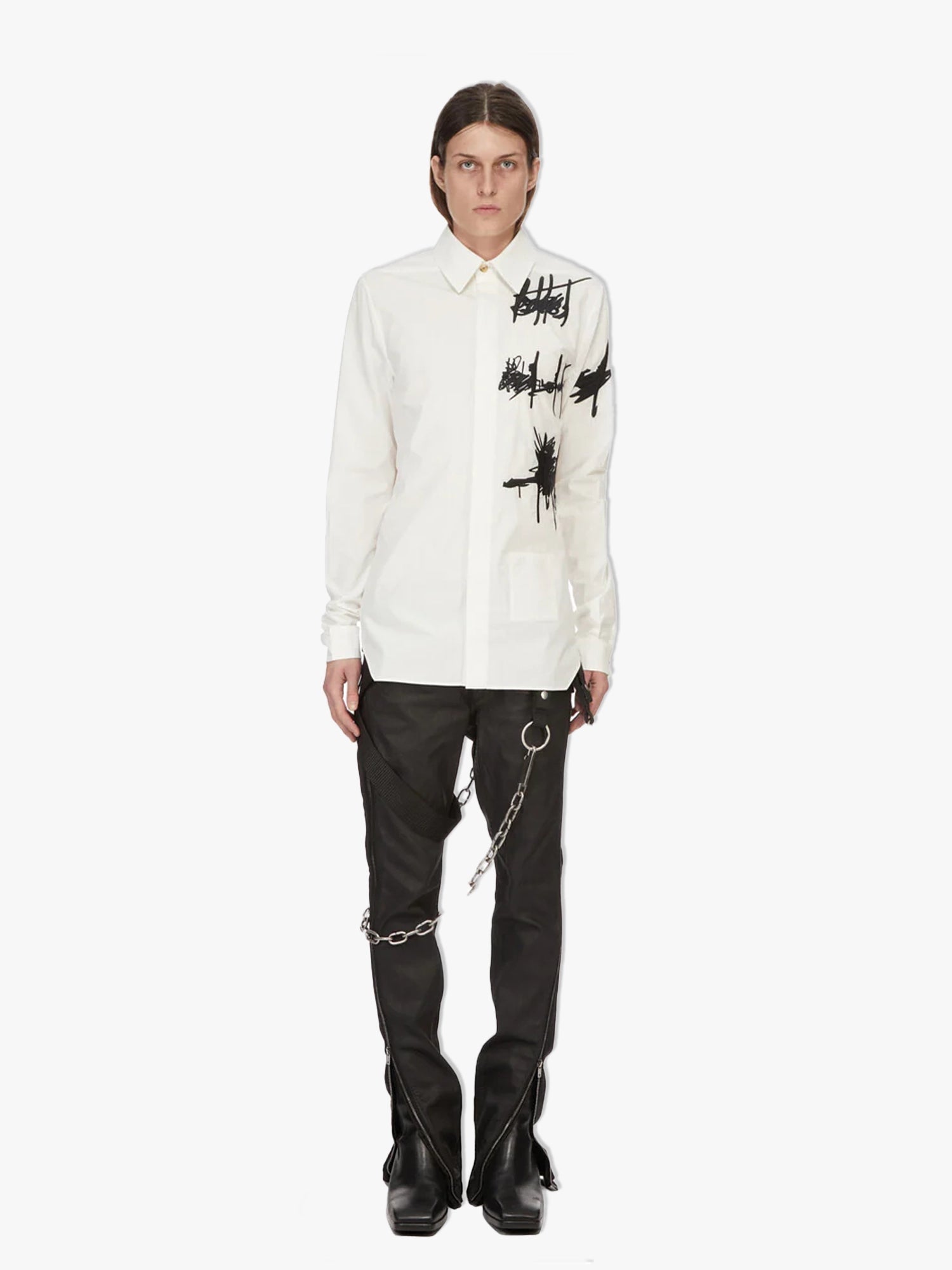 Embroidered Rev Shirt - Milk/Black