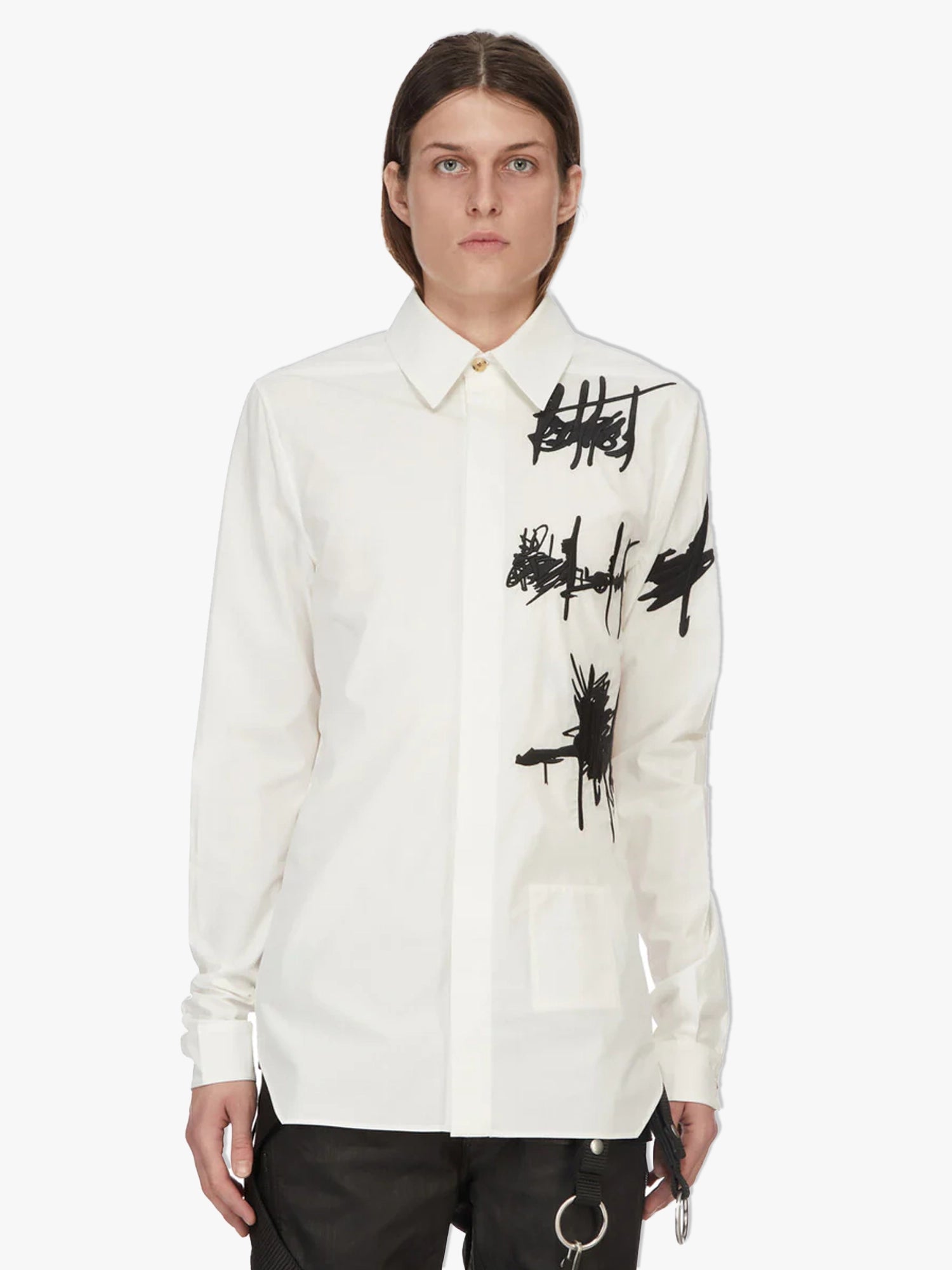 Embroidered Rev Shirt - Milk/Black