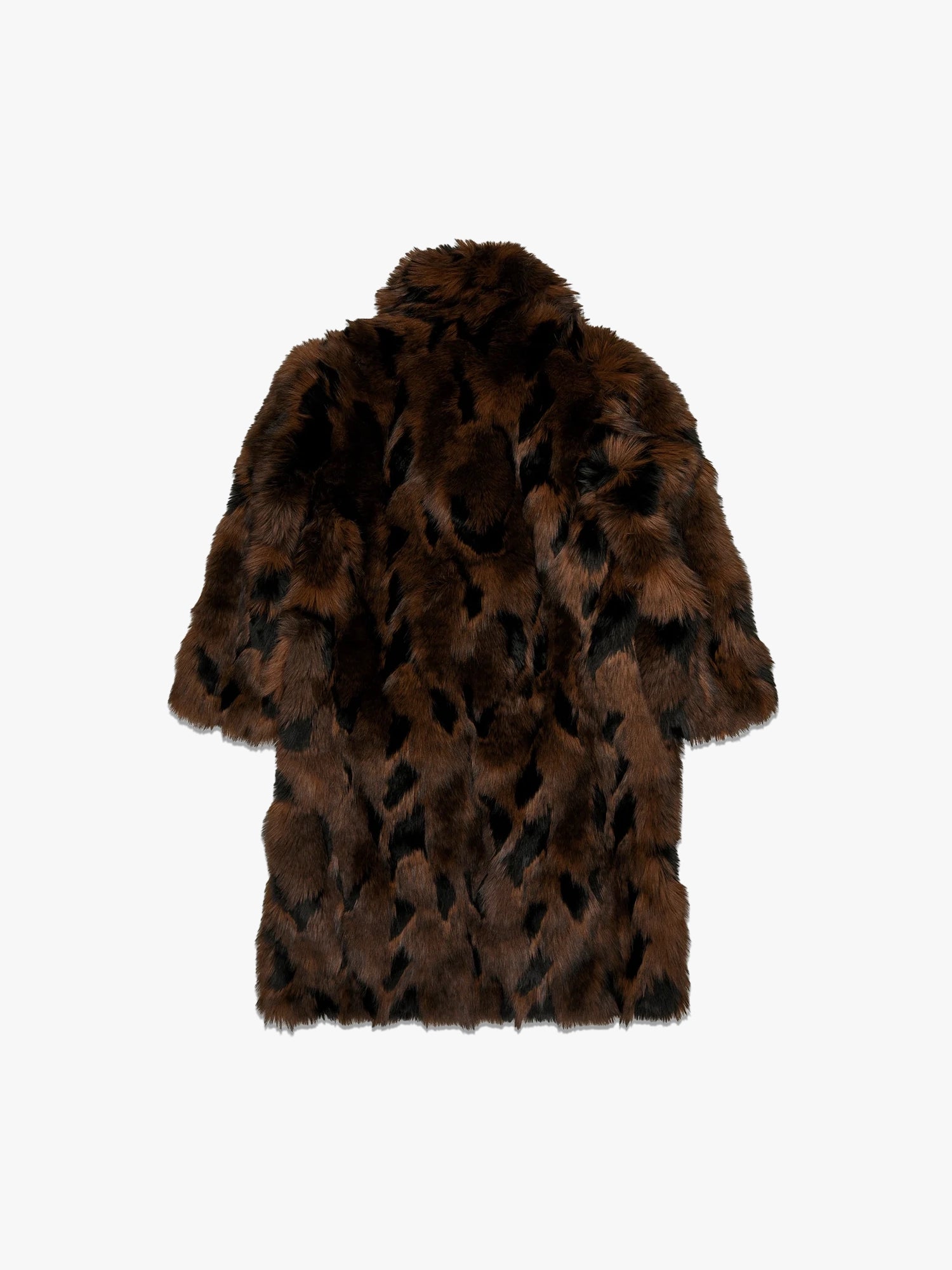 Faux Fur Coat - Black/Brown
