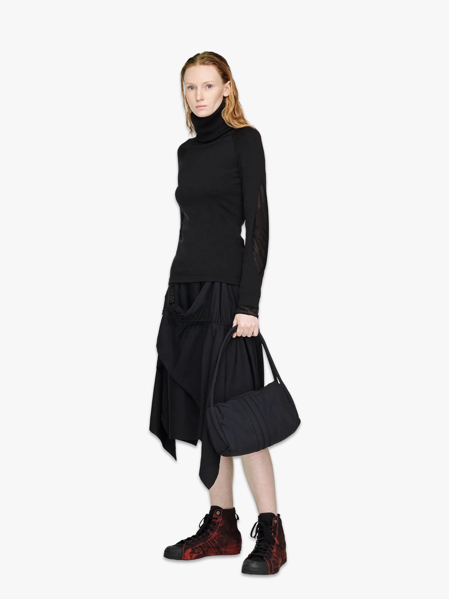 Hooded Knit LS Top - Black