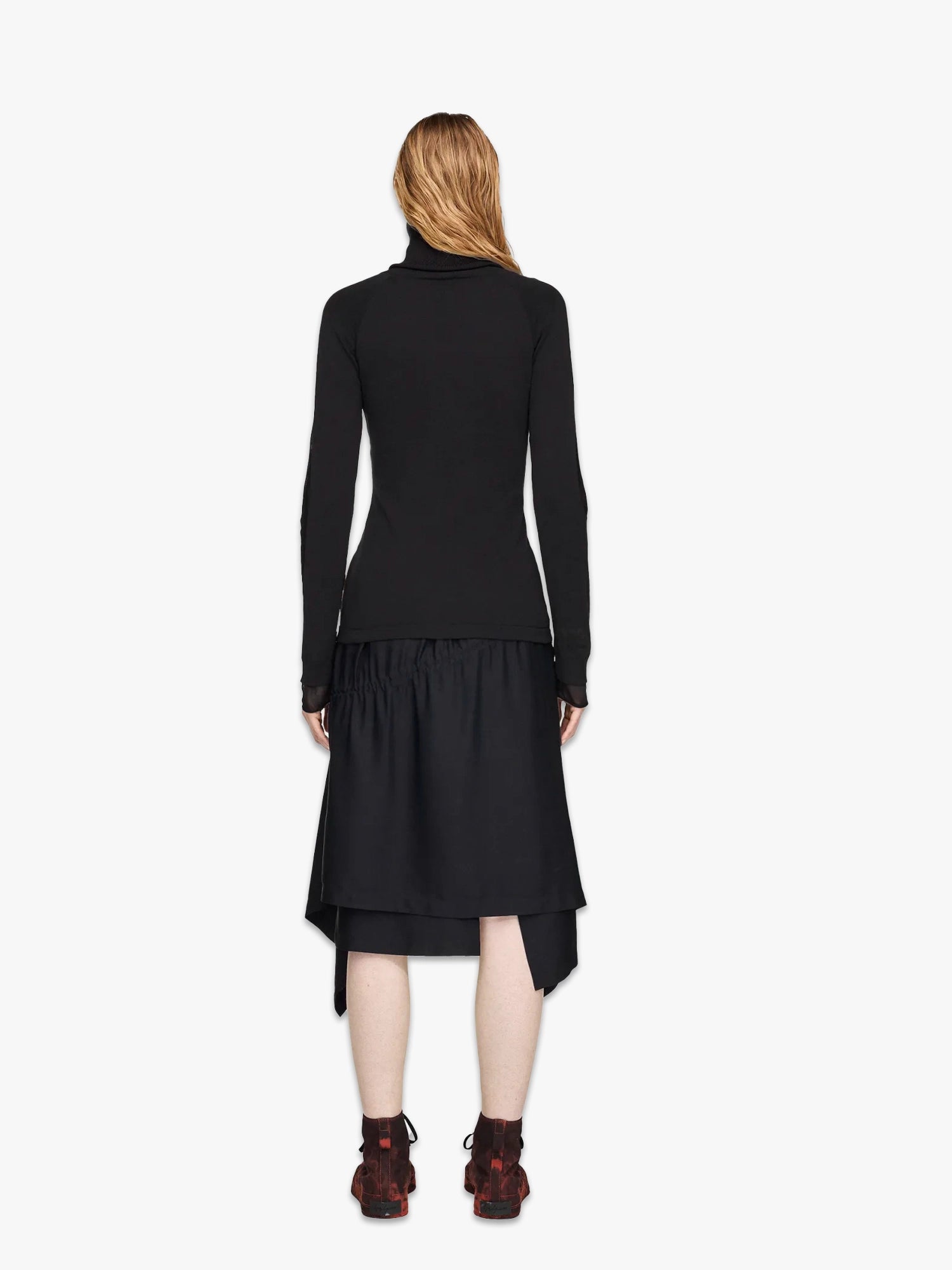 Hooded Knit LS Top - Black