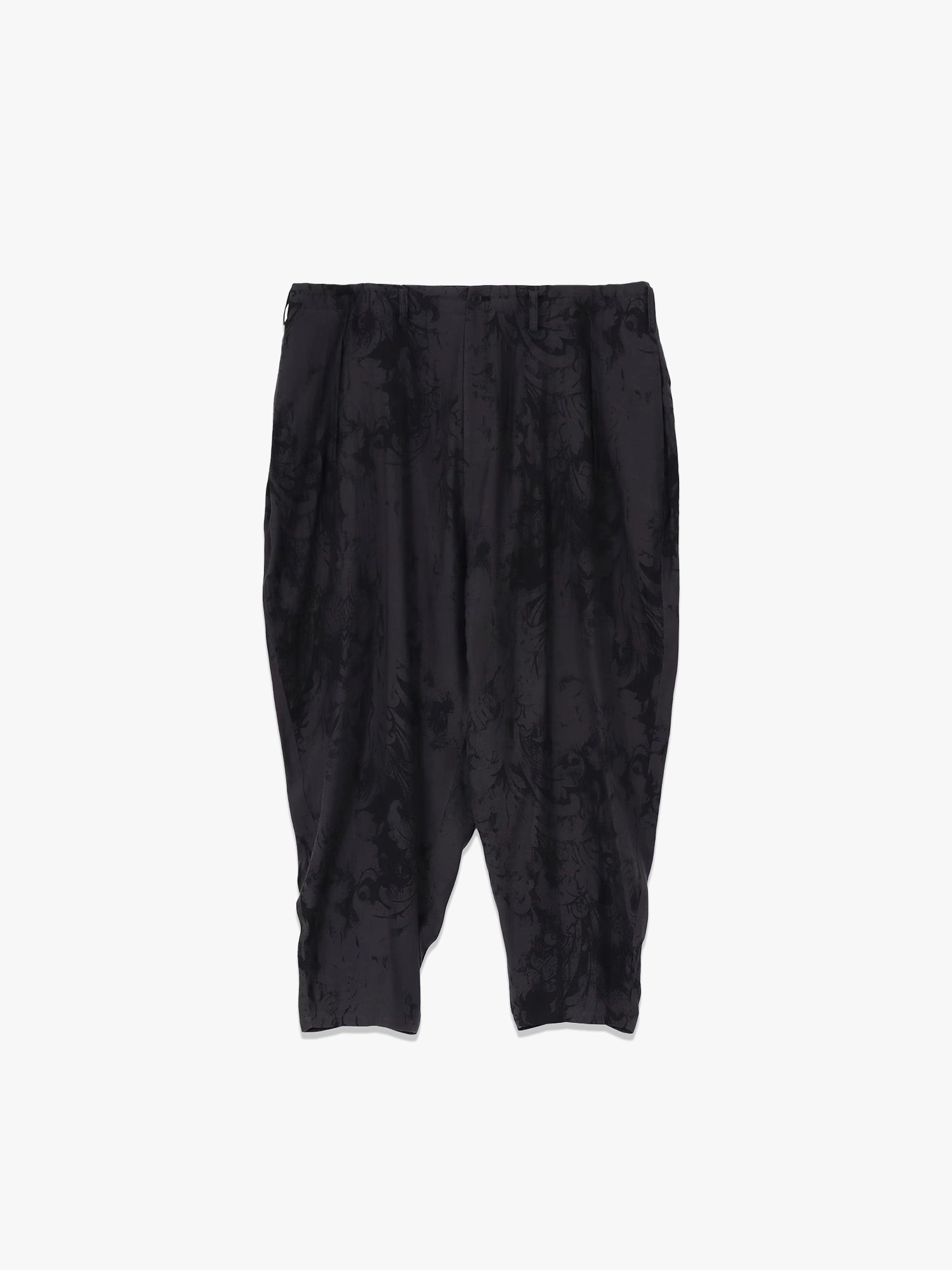 Jacquard Pattern Draped Pants - Black