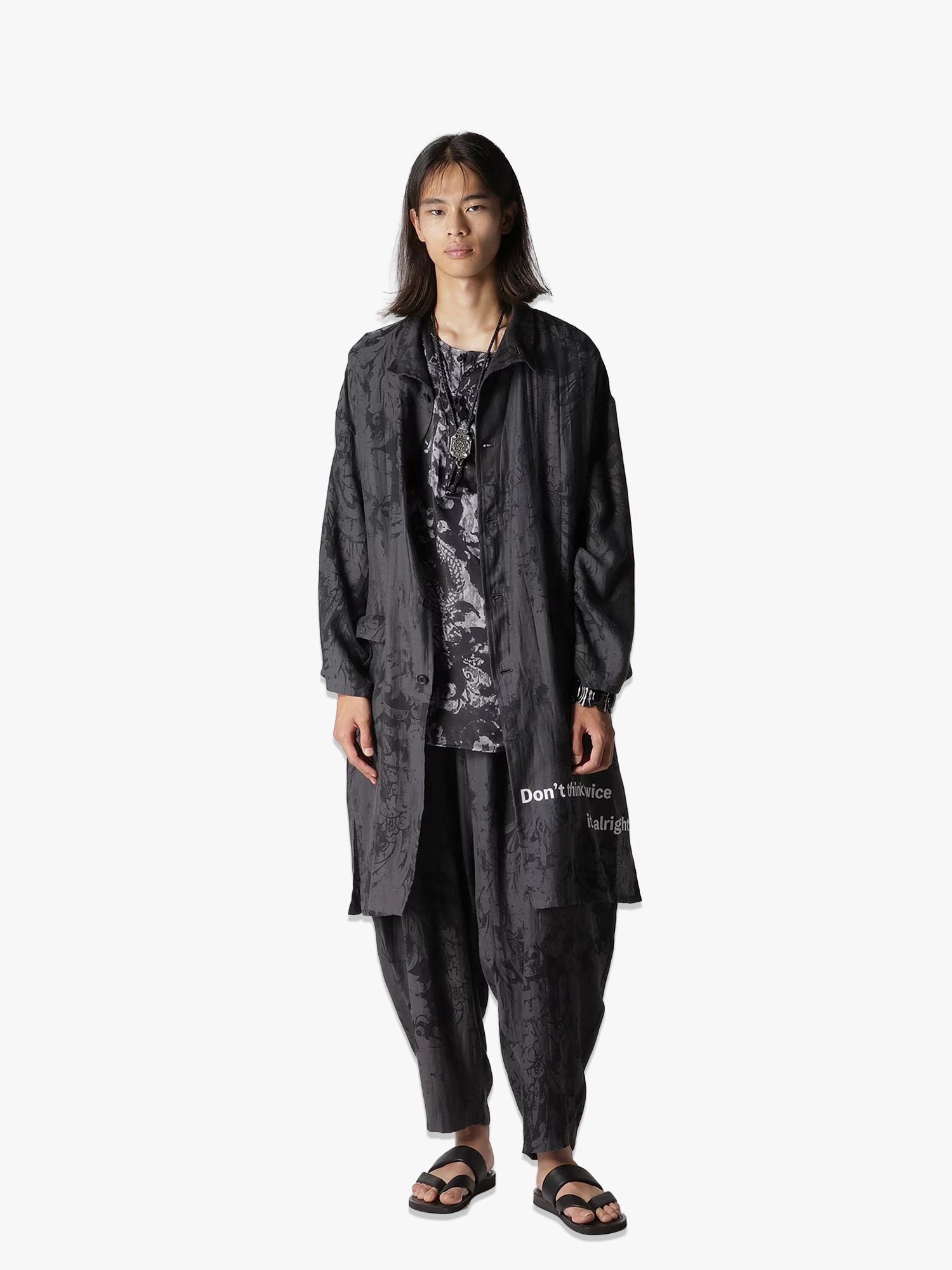 Jacquard Pattern Message Jacket - Black