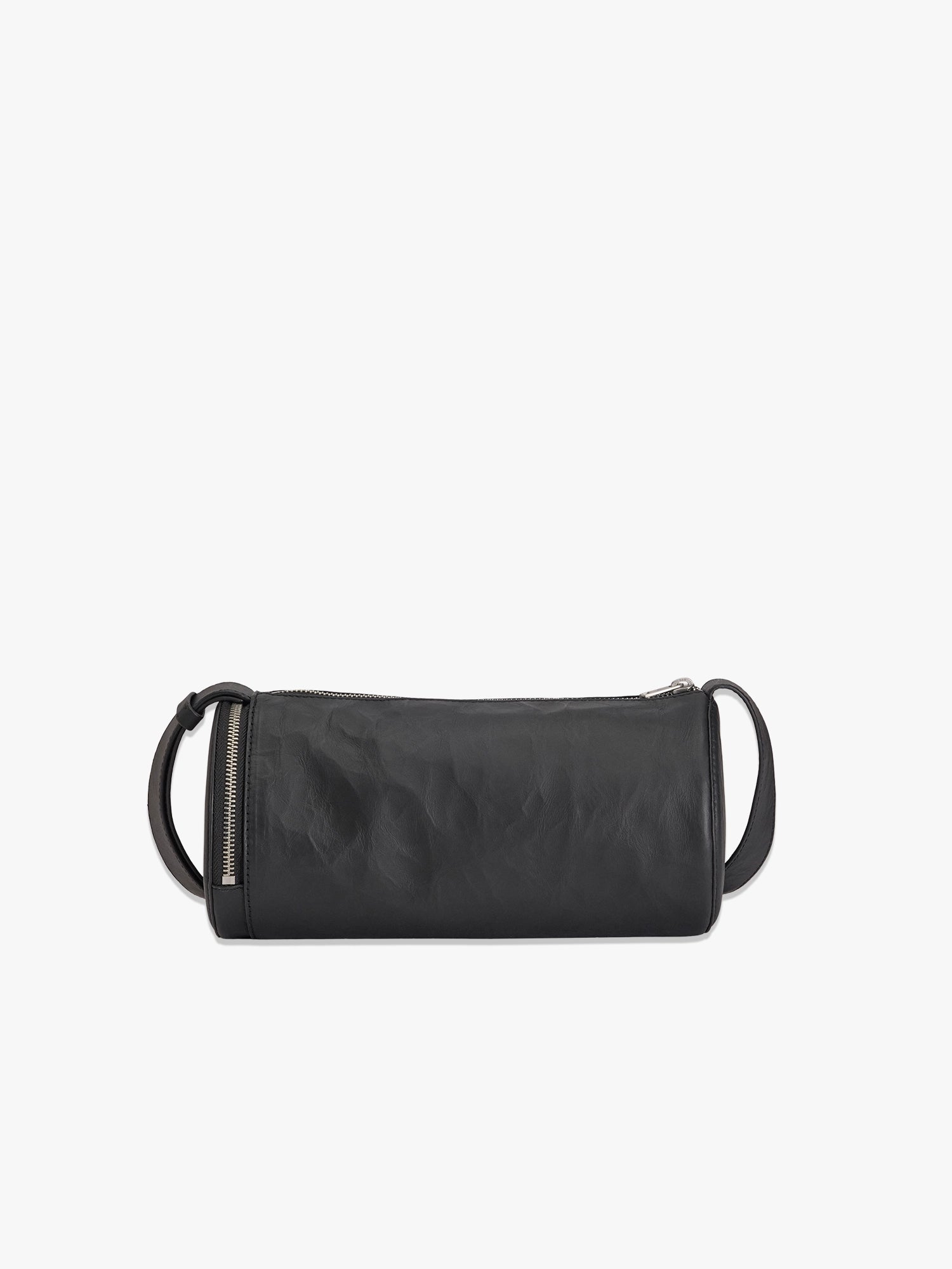 Leather Barrel Bag - Black