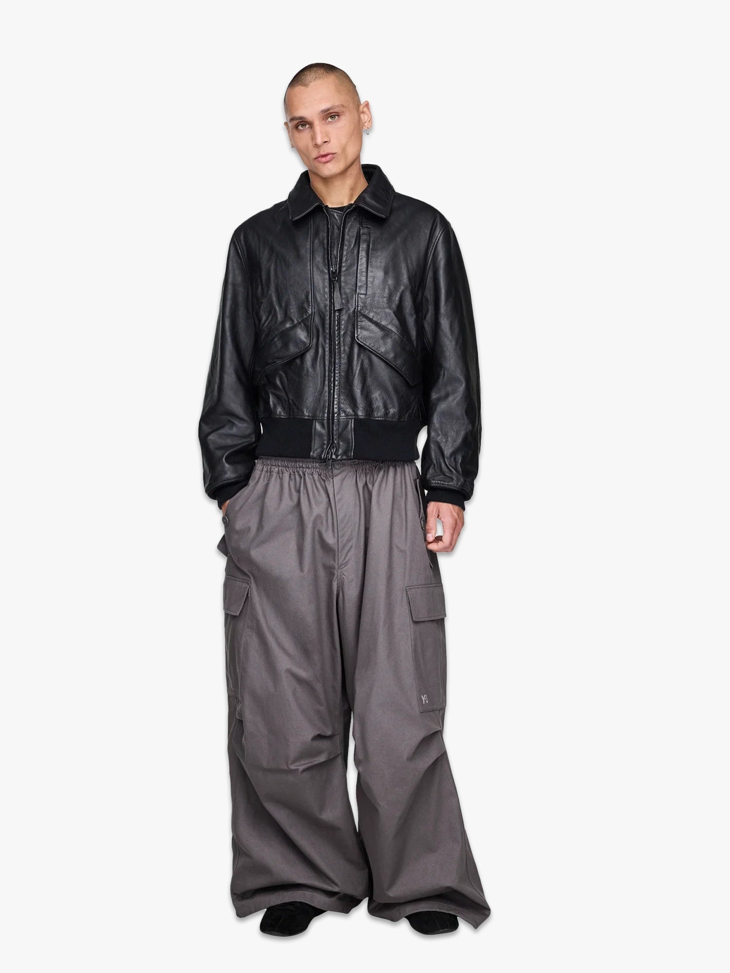 Leather Bomber Jacket - Black