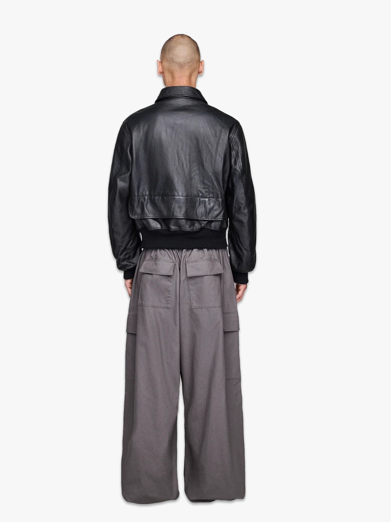 Leather Bomber Jacket - Black