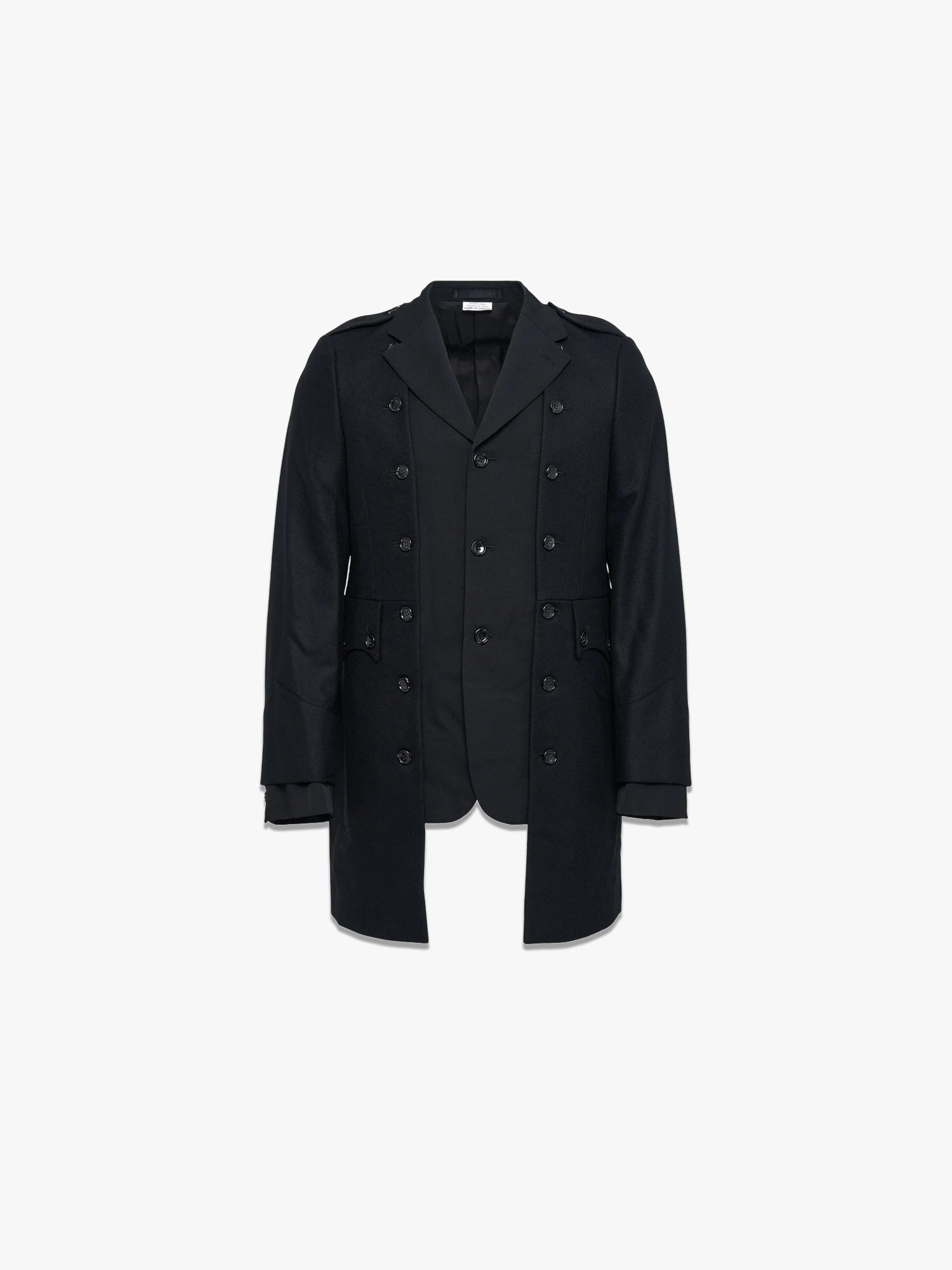 Multi Button Wool Gabardine Jacket - Black