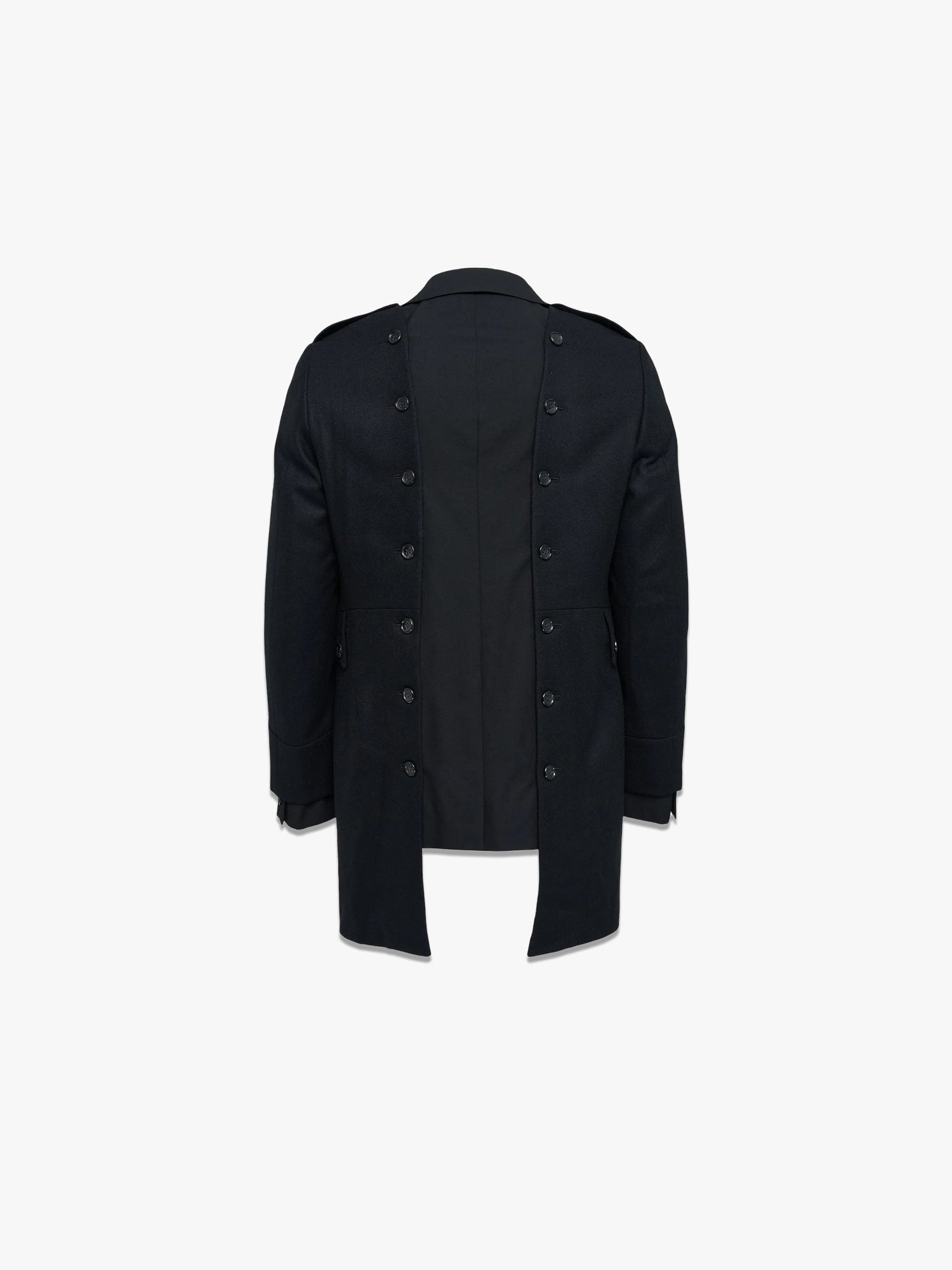 Multi Button Wool Gabardine Jacket - Black