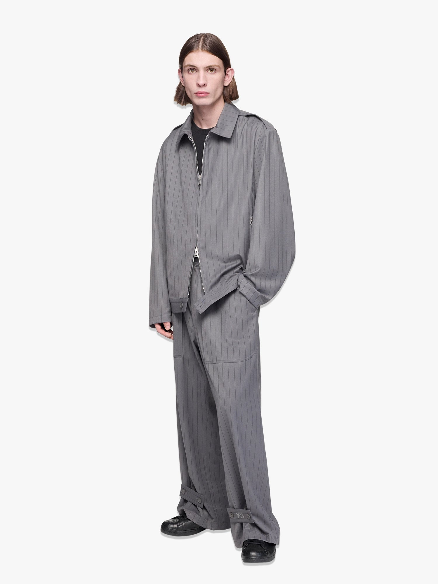 Pinstripe Refined Wool UT Blouson - Grey