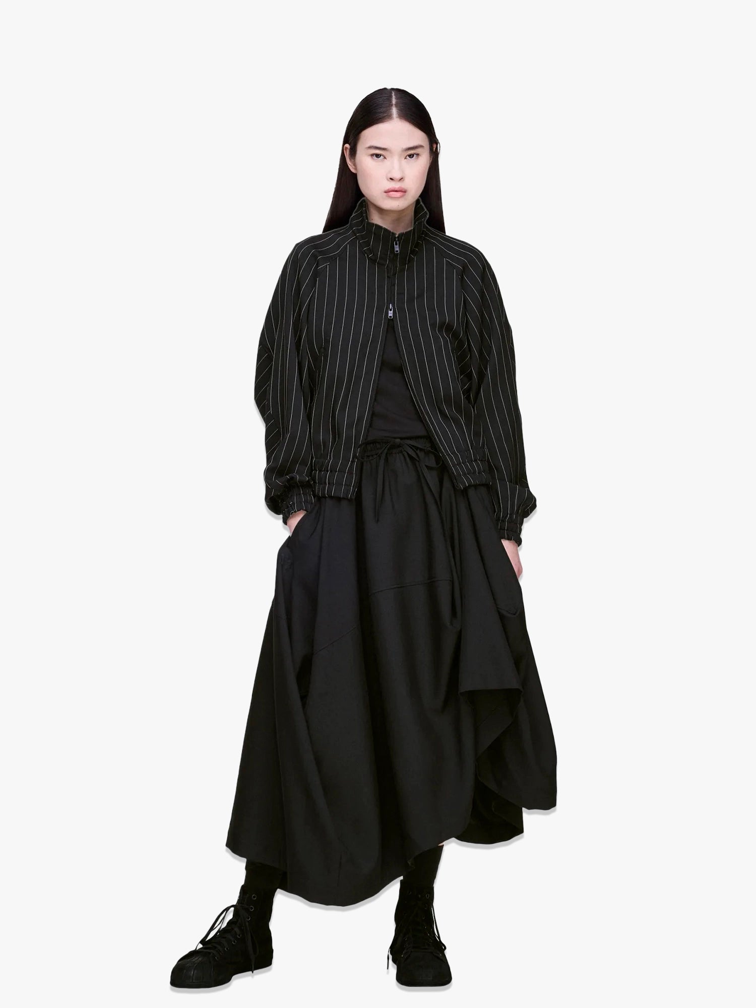 Pinstripe Uniform Blouson - Black