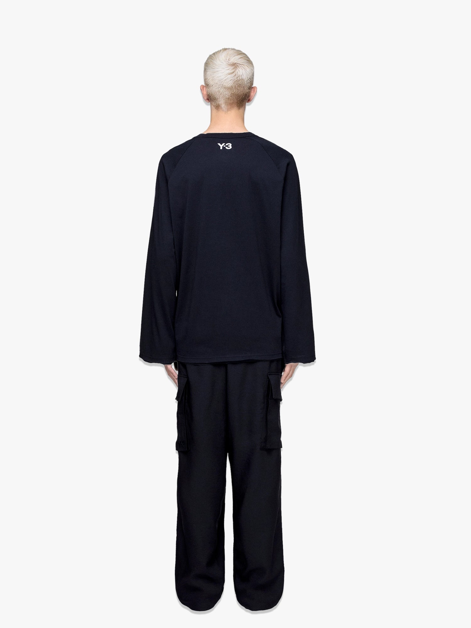Raw Edge 3 Stripes LS Tee - Black
