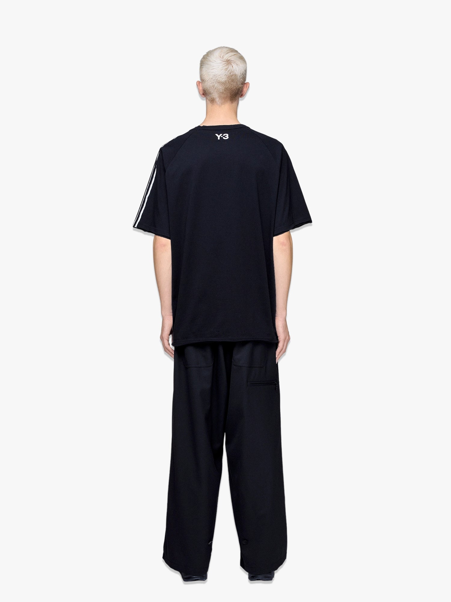 Raw Edge 3 Stripes SS Tee - Black