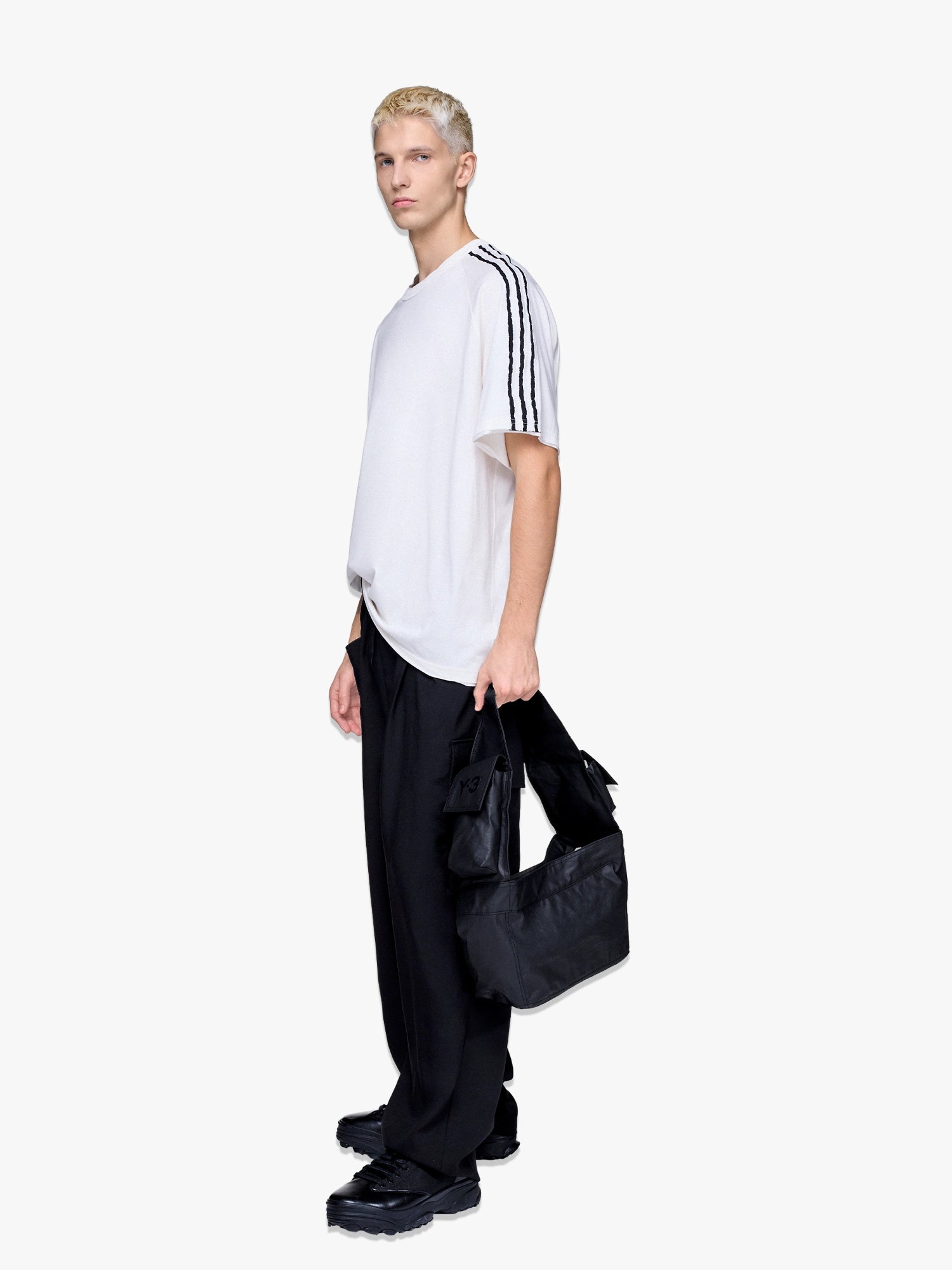 Raw Edge 3 Stripes SS Tee - White