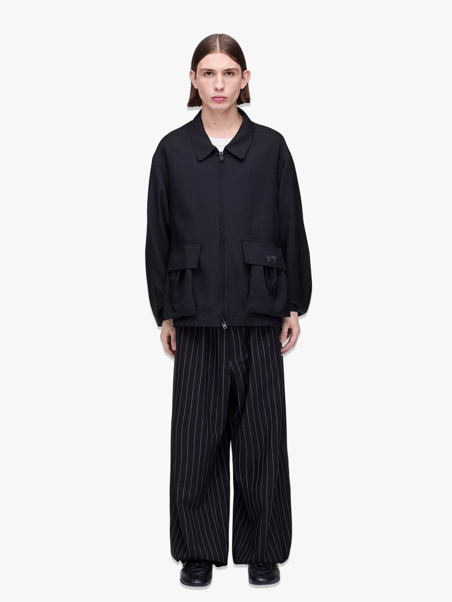 Refined Wool Wide Leg Pants - Black