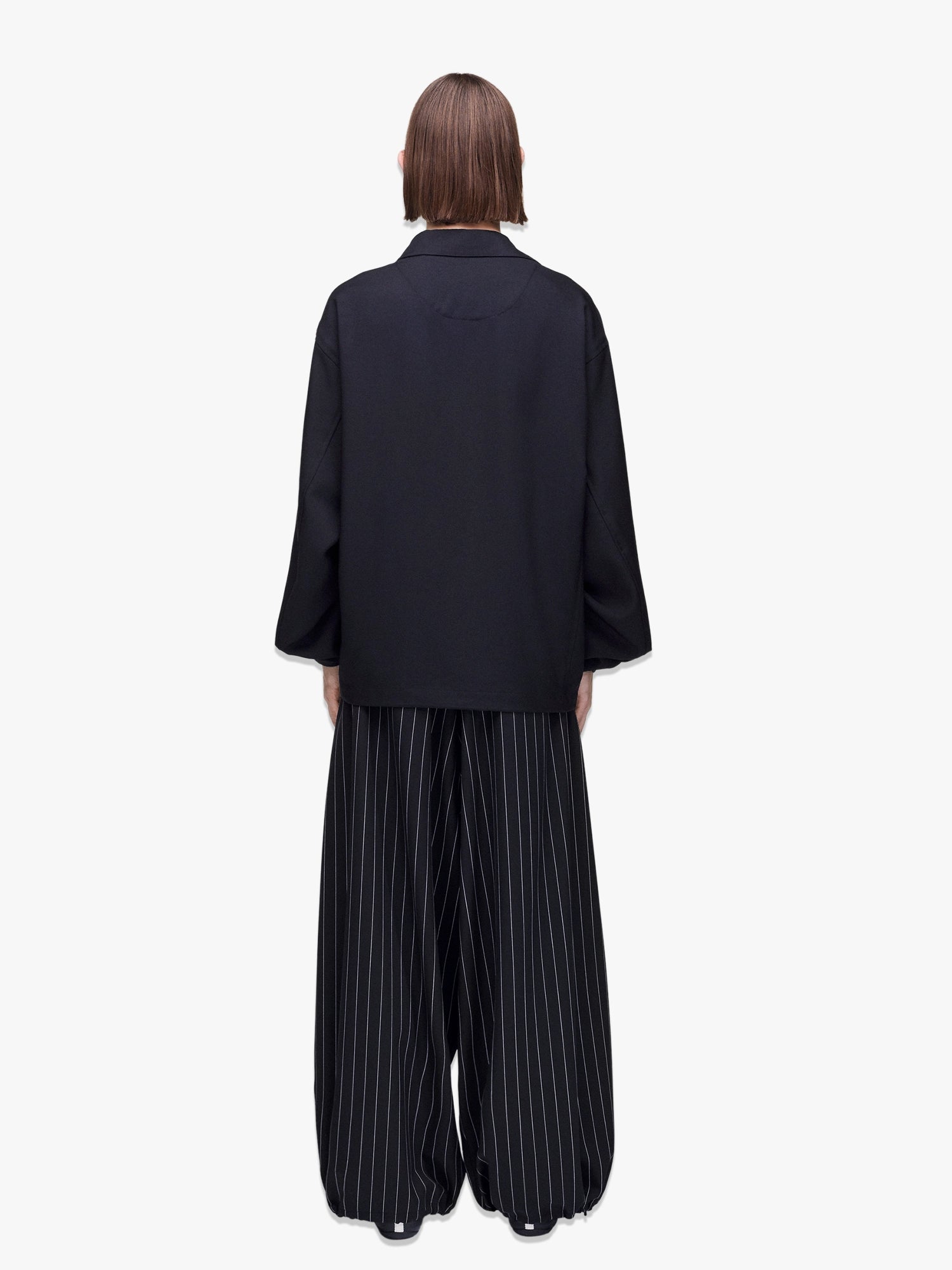Refined Wool Wide Leg Pants - Black