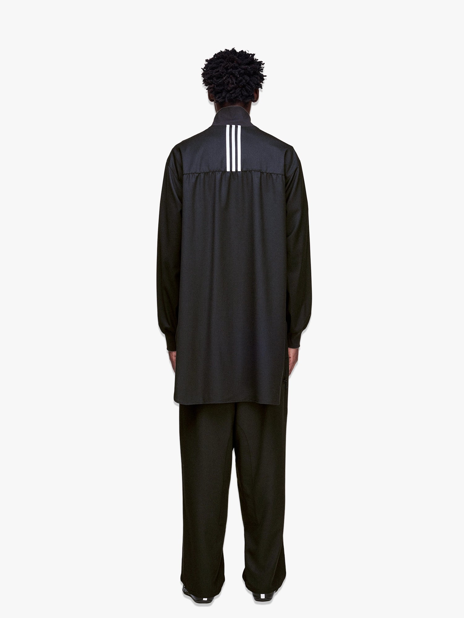 Refined Wool Long Track Top - Black
