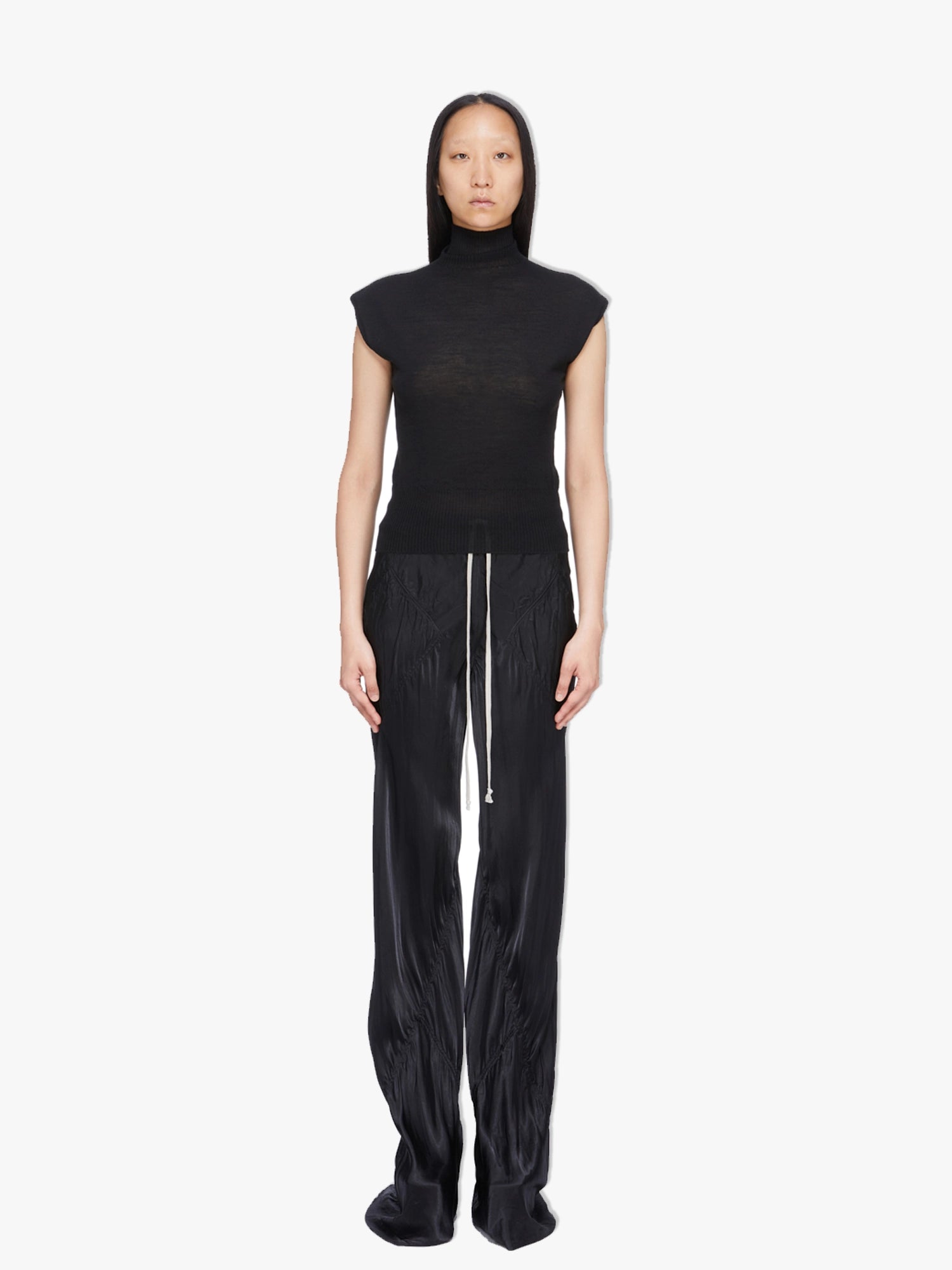 SL Turtleneck Top - Black Wool Knit