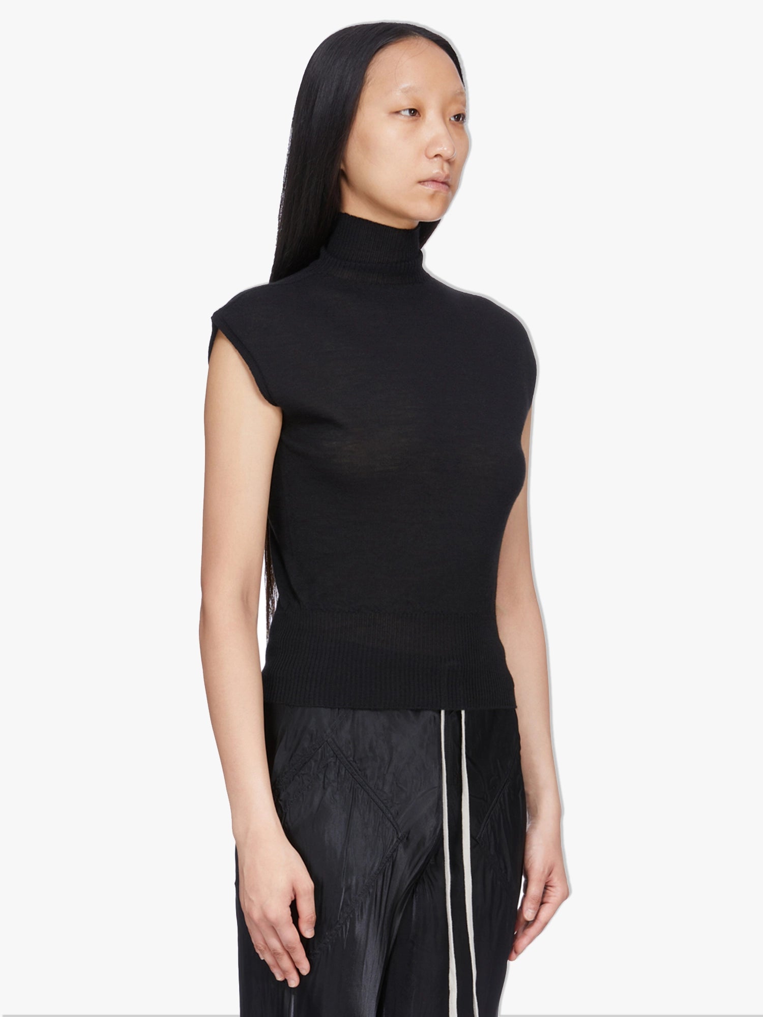 SL Turtleneck Top - Black Wool Knit