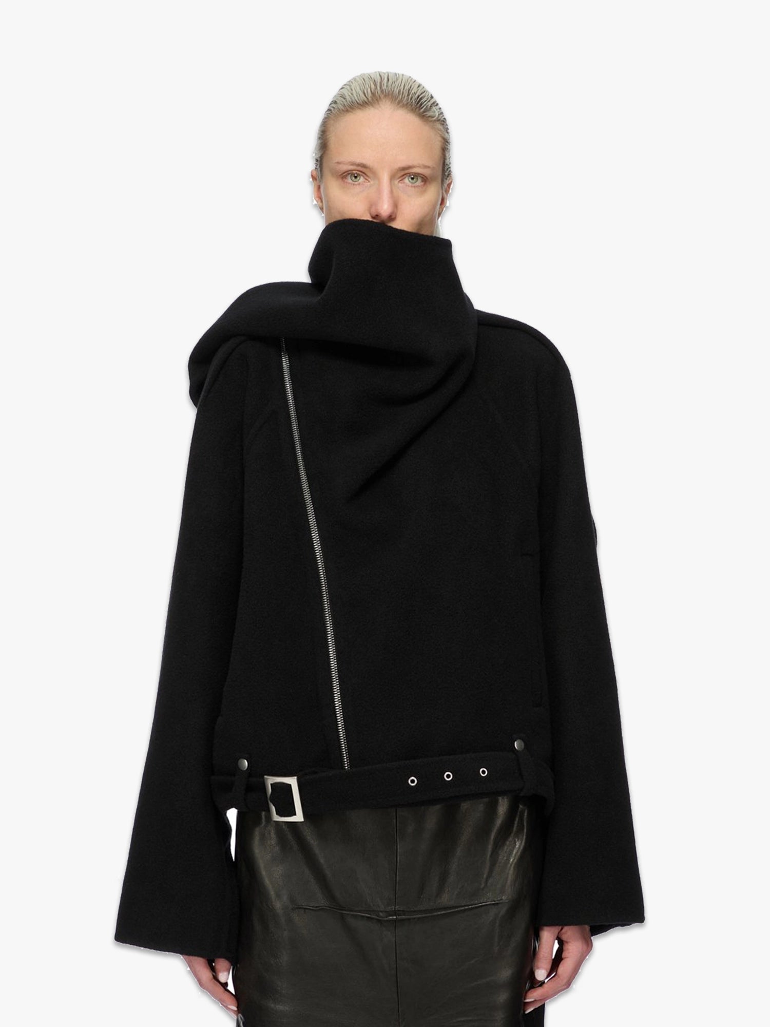 Scarf Flight Jacket - Black