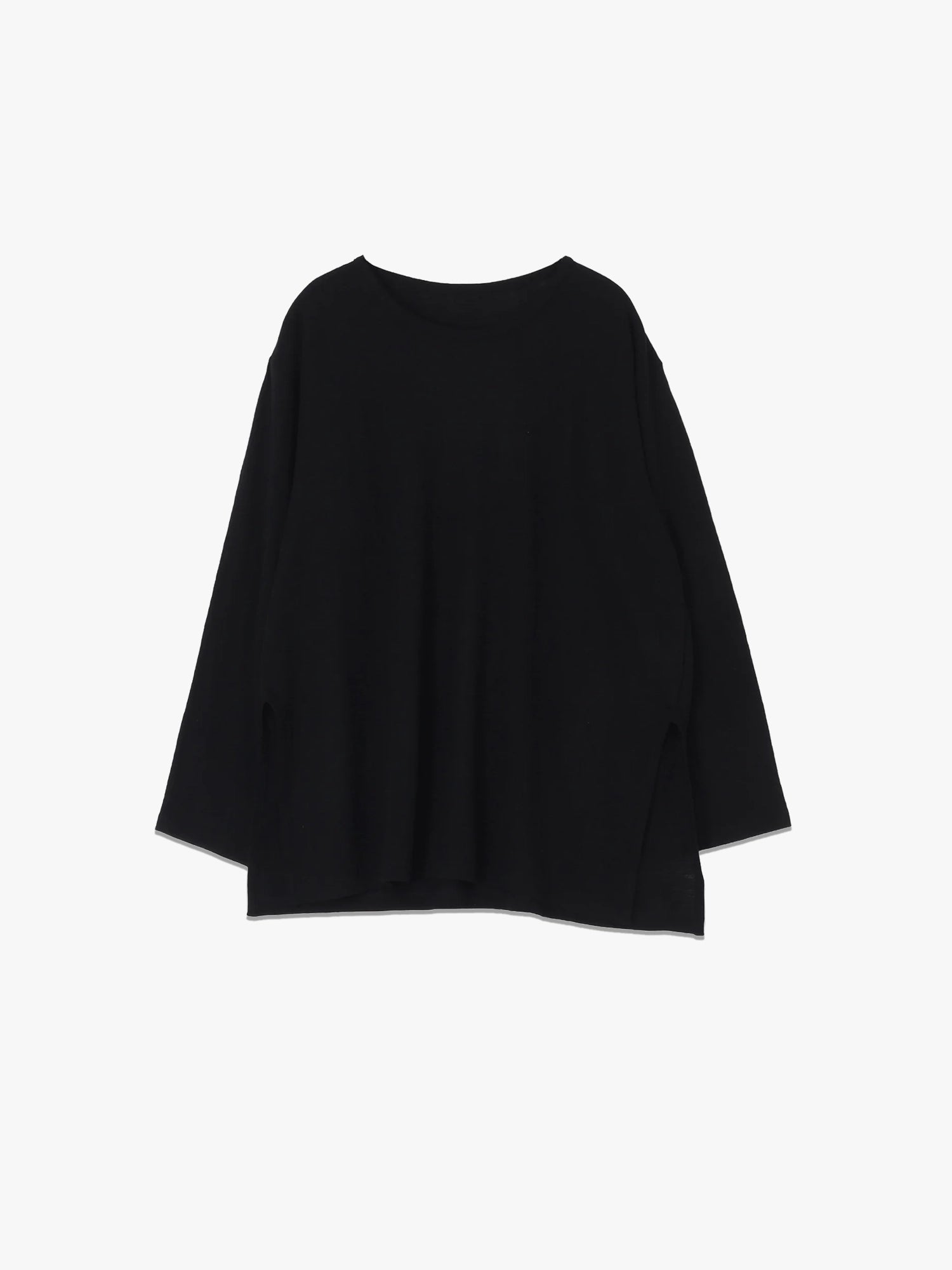 Side Slit Wool LS Top - Black