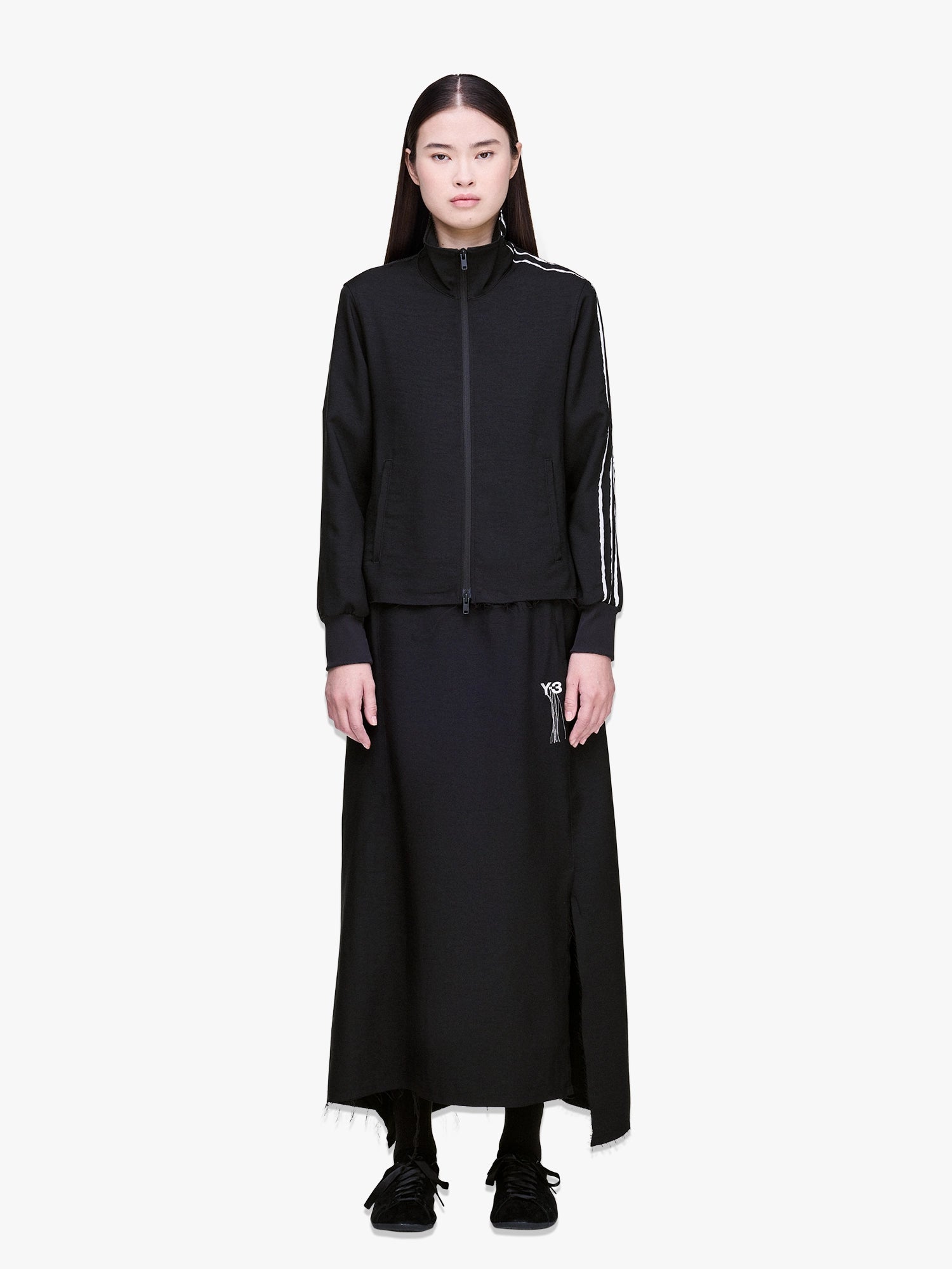 Sport Uniform Raw Cut 3 Stripes Skirt - Black