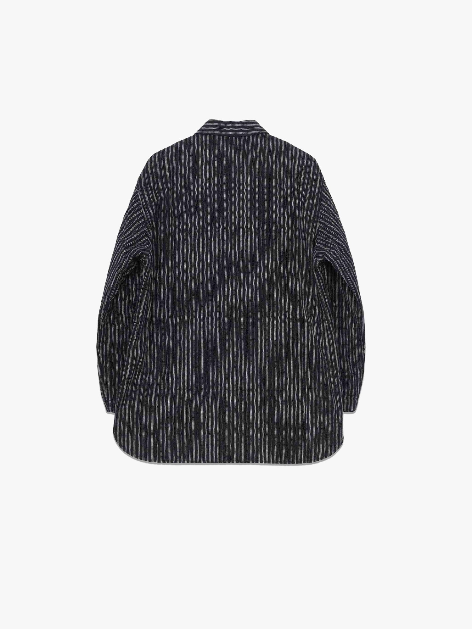 Tab Collar Padded Blouse - Navy