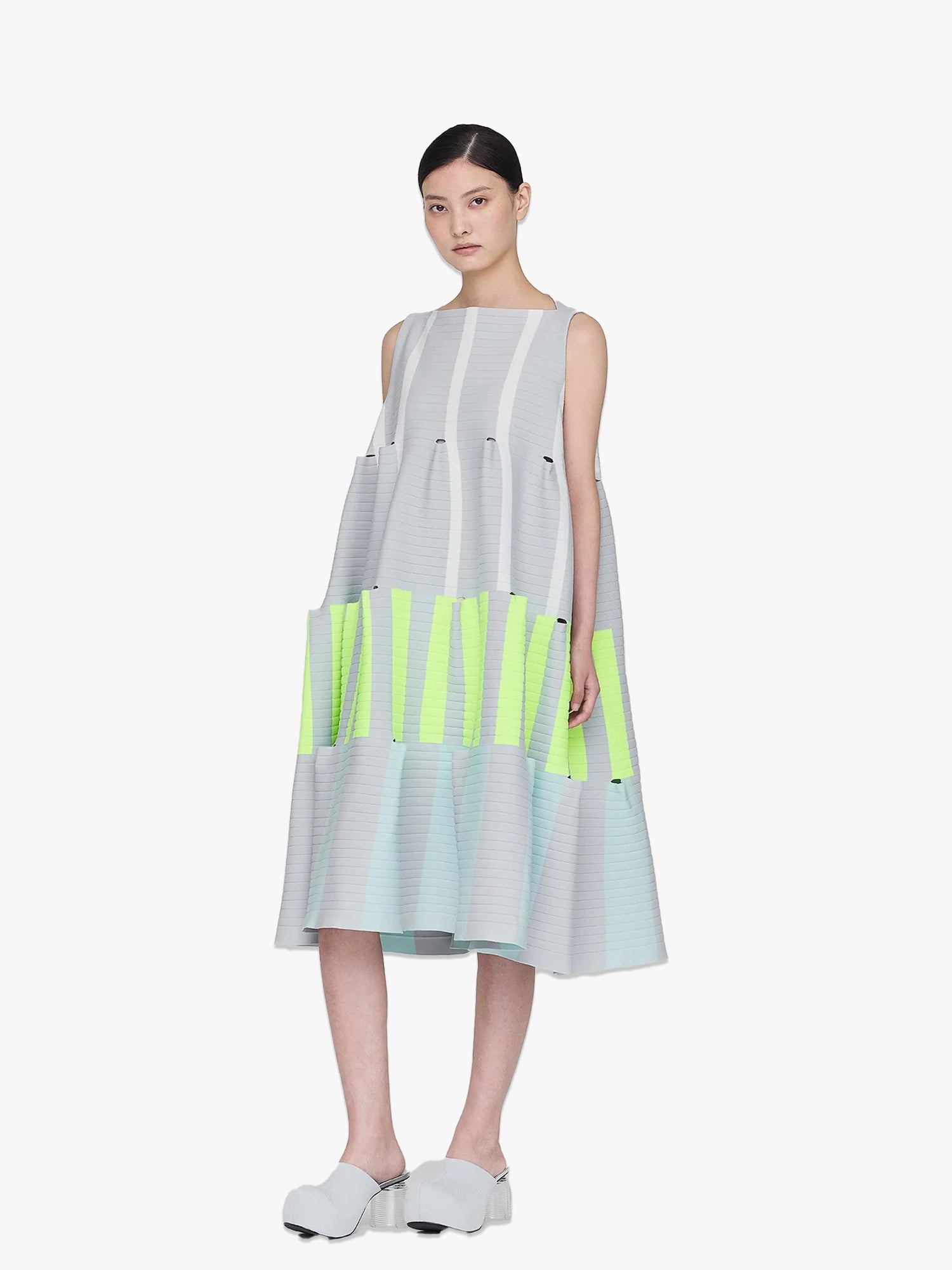 Terraced Mini Dress - Hazy Gray Multi