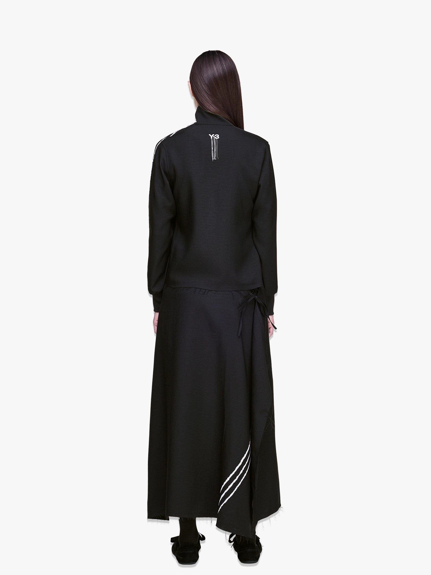 Uniform Raw Cut 3 Stripes Track Top - Black