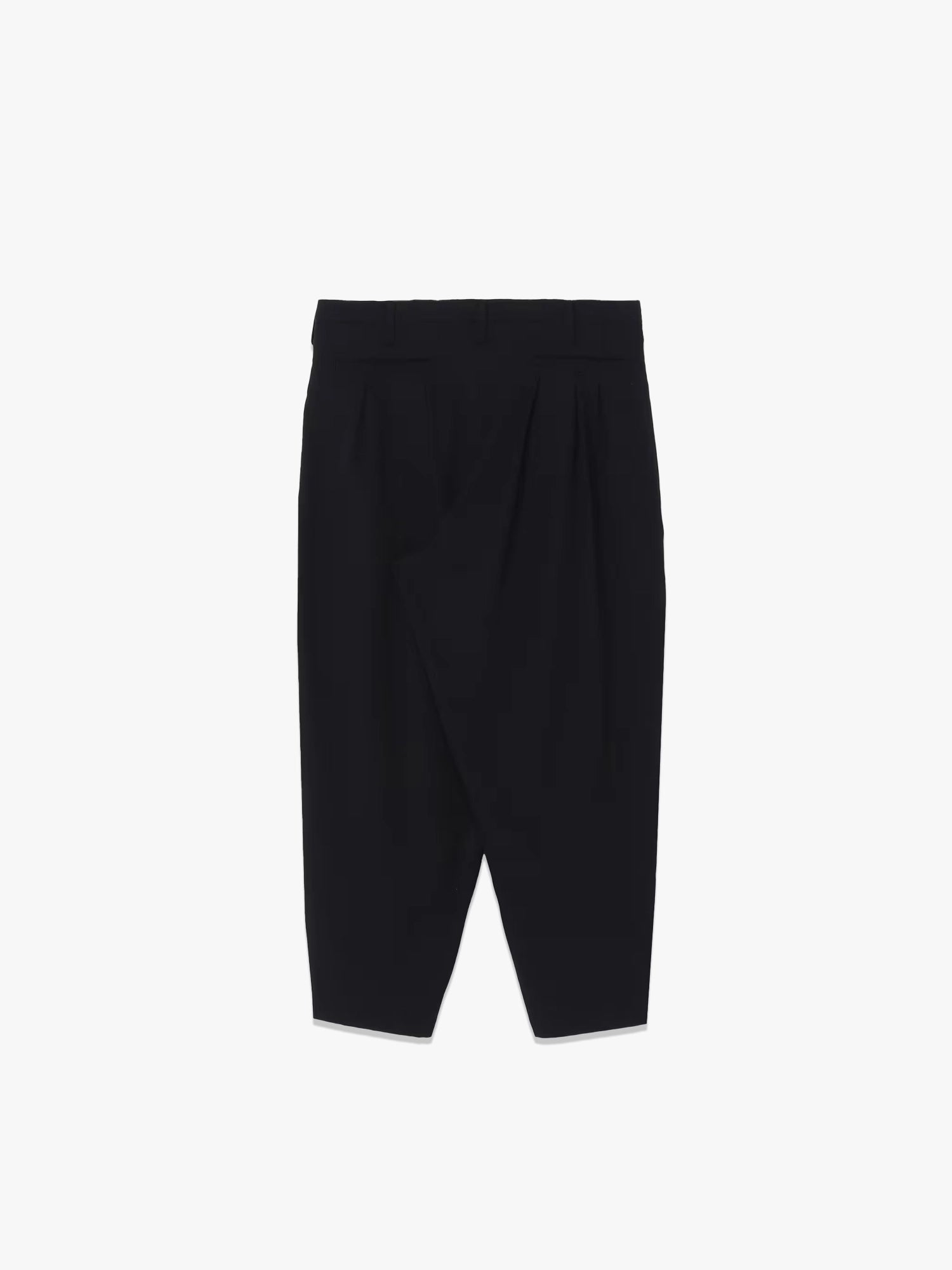 Wool Garbadine 12 Tucks Pants - Black