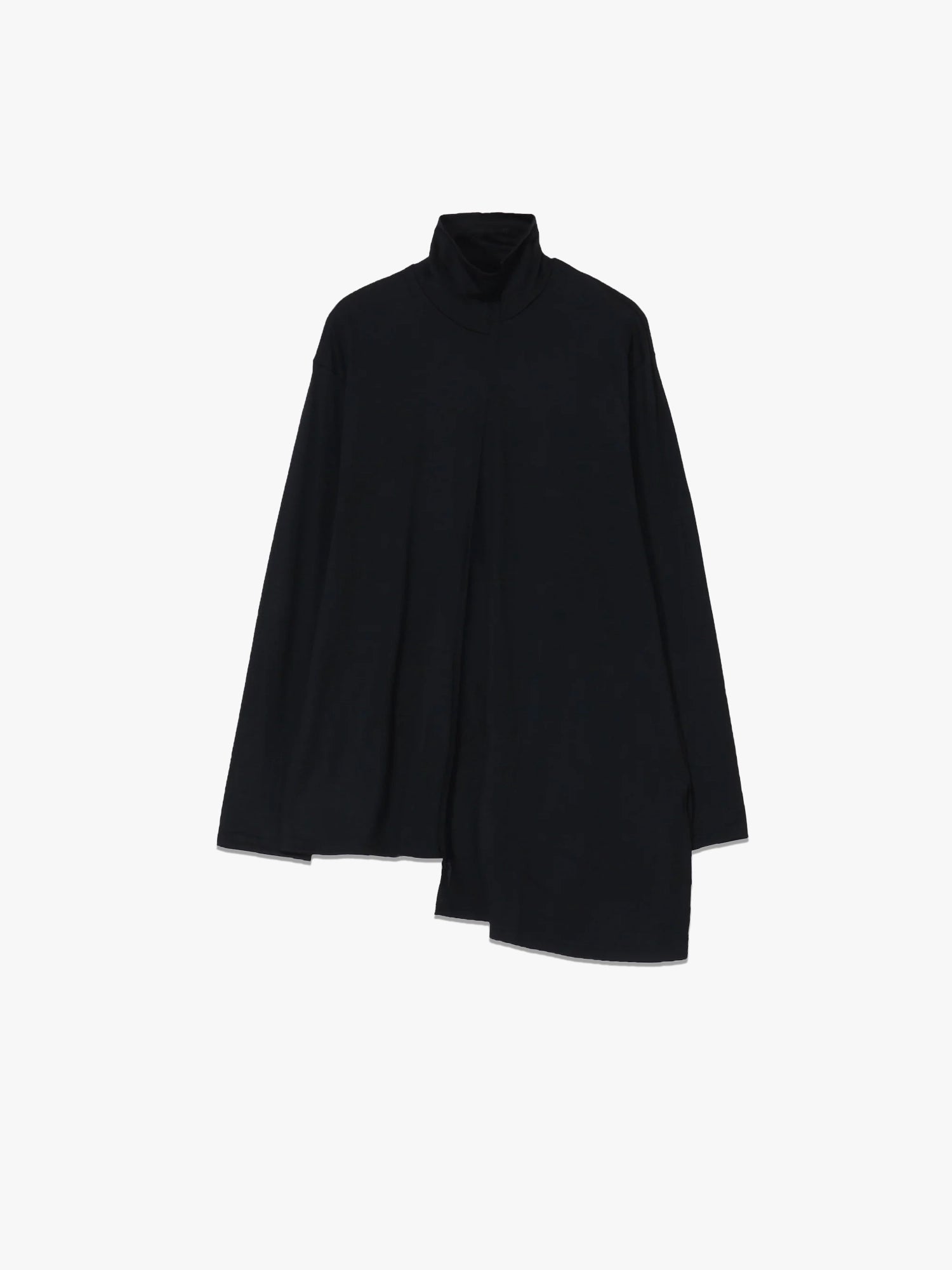 Wool Panelled Turtleneck Top - Black