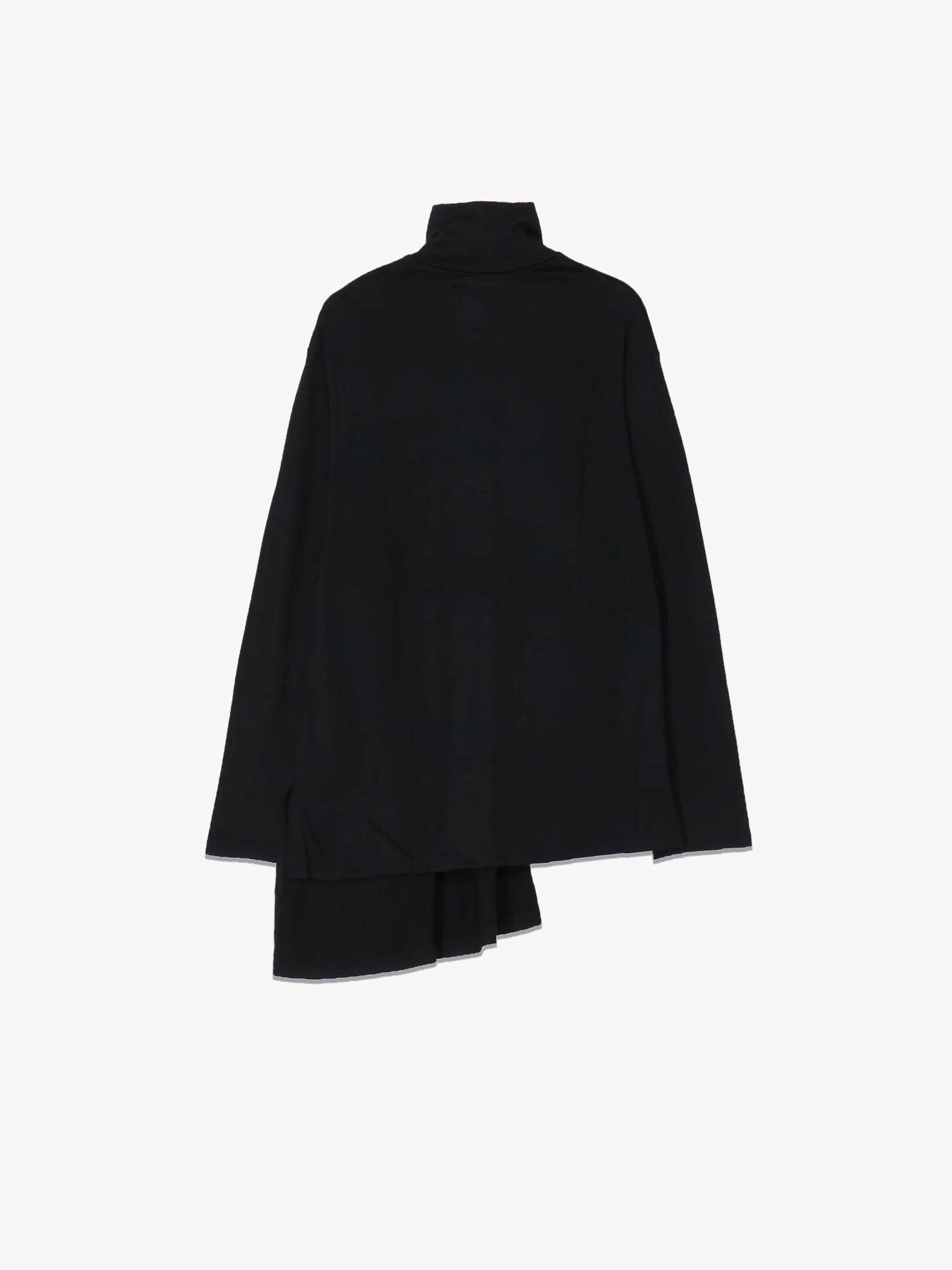 Wool Panelled Turtleneck Top - Black