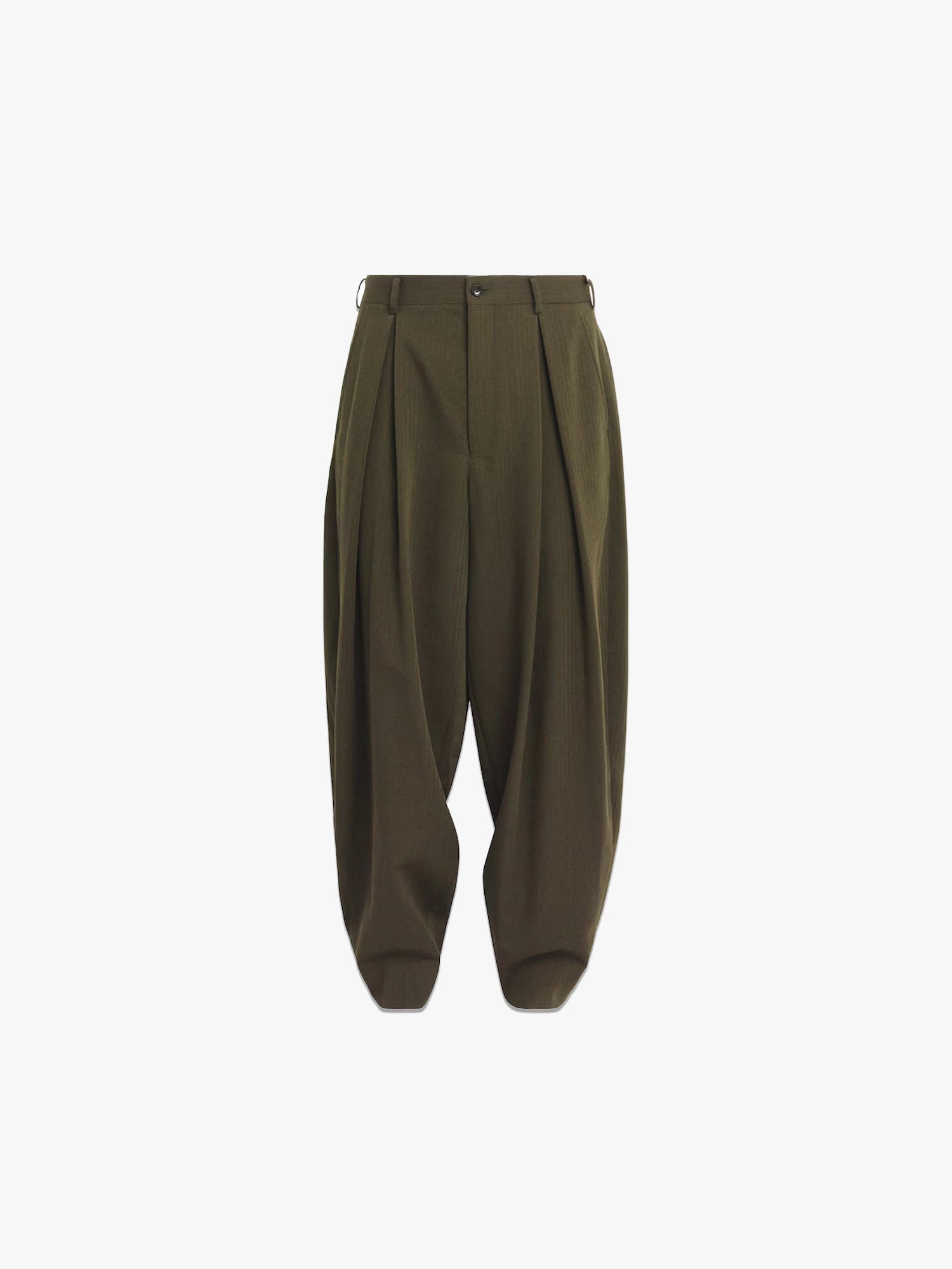Wool Pleated Pants - Khaki